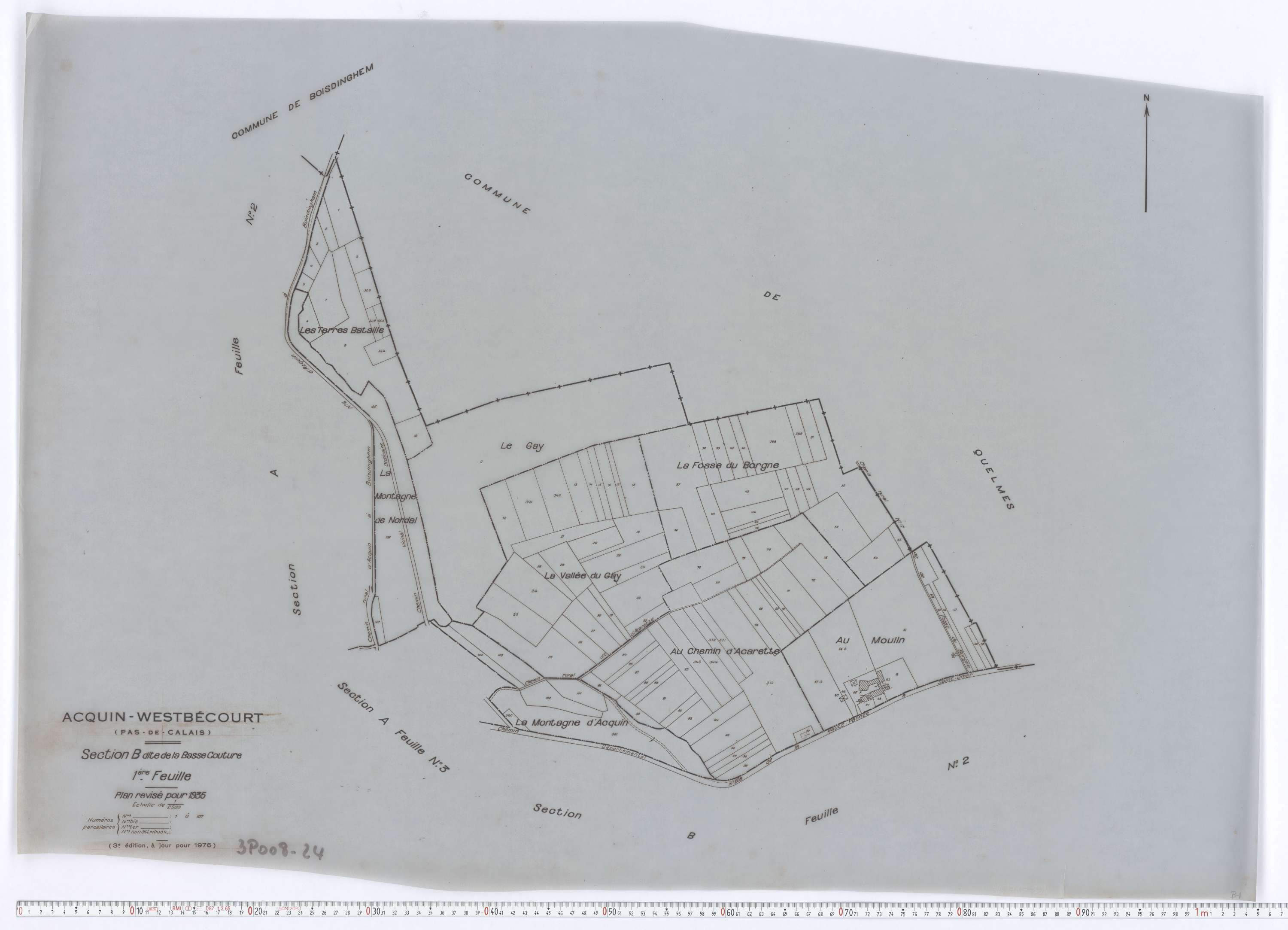 Acquin-Westbécourt - Section B, feuille 1.
