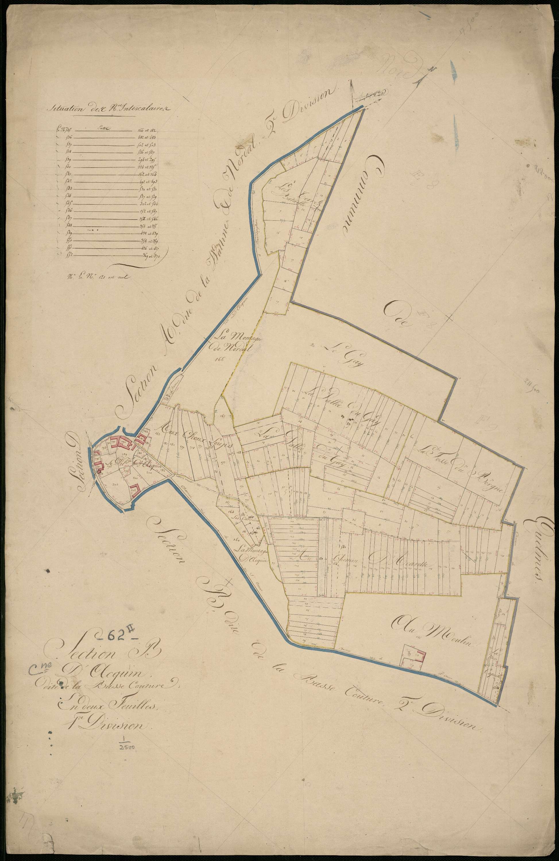 Acquin-Westbécourt - Section B, 1re feuille