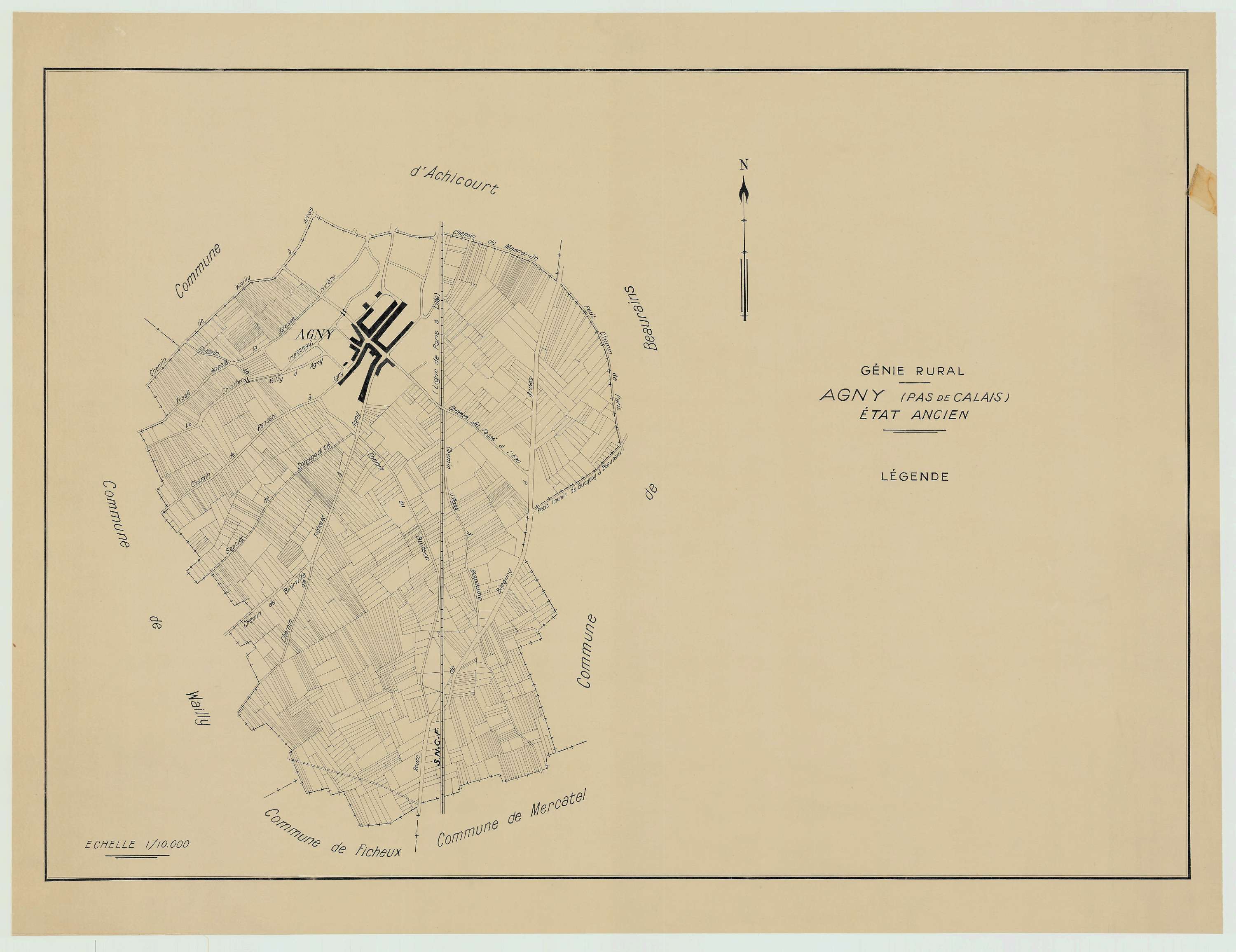 Agny - Plan cadastral : tableau d'assemblage antérieur au remembrement.
