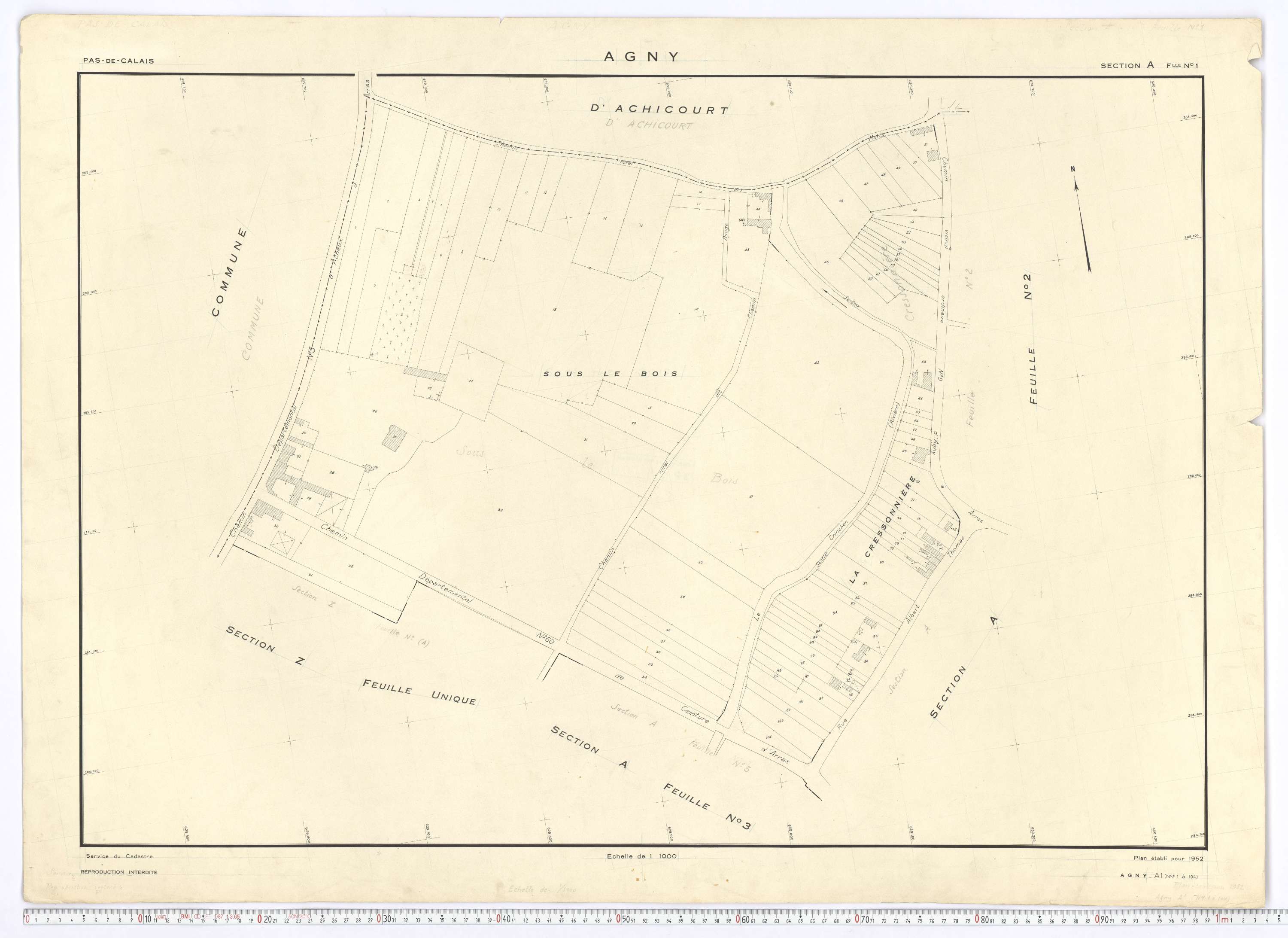 Agny - Section A, feuille 1.