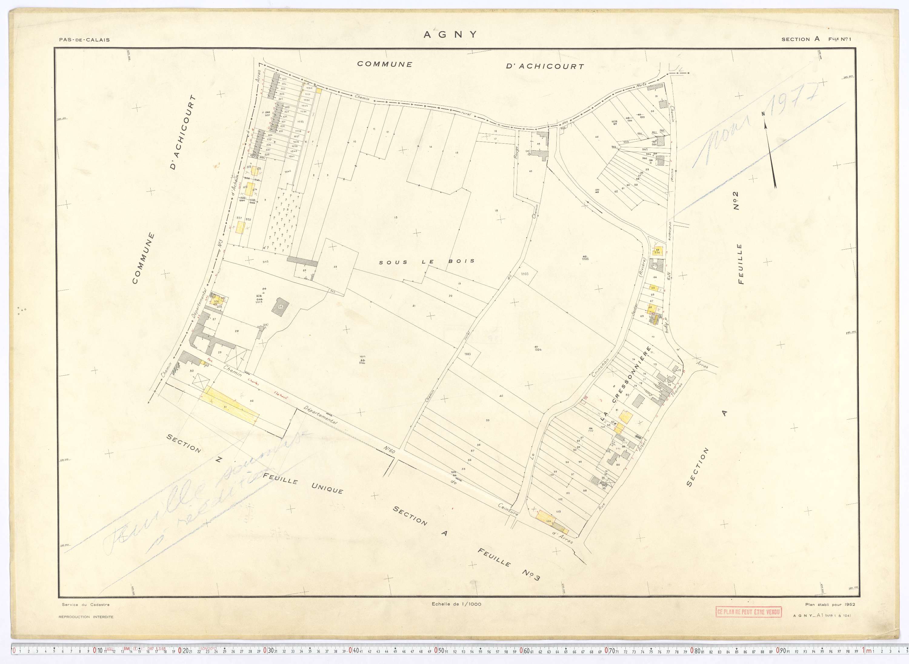 Agny - Section A, feuille 1.