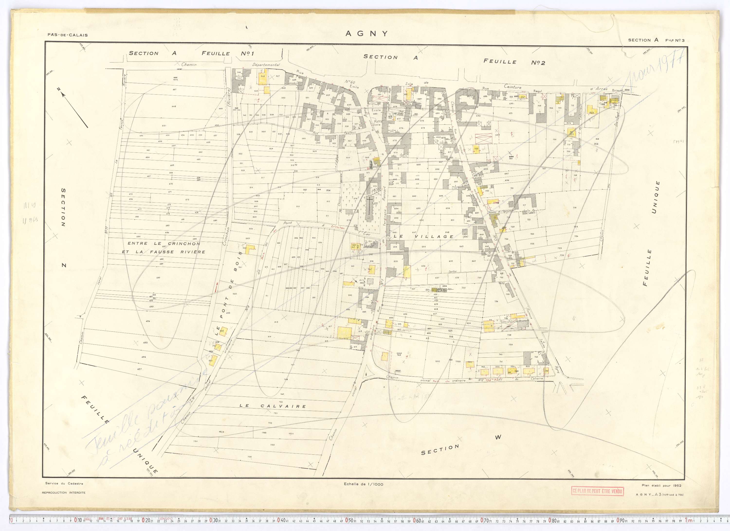 Agny - Section A, feuille 3.