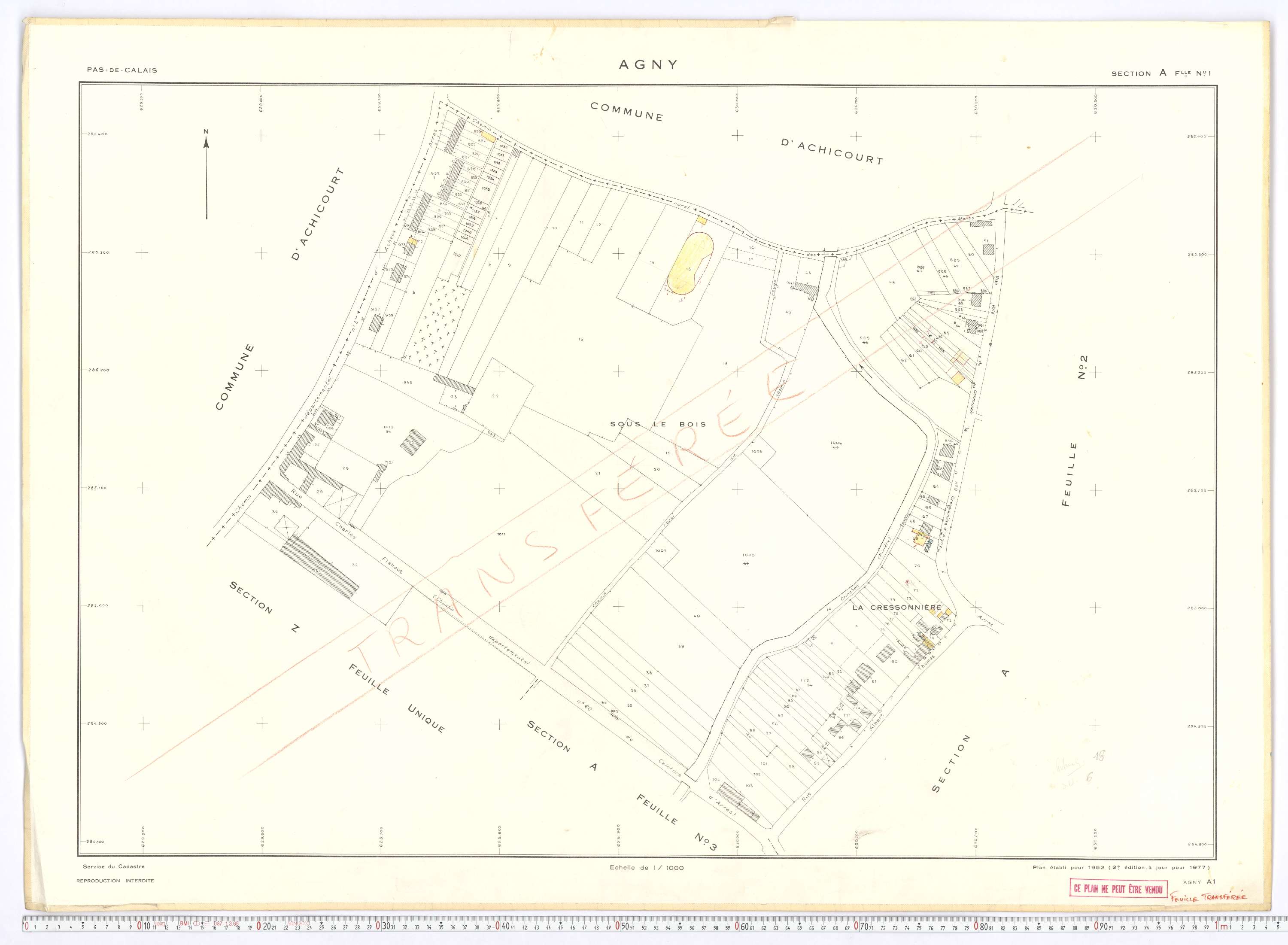 Agny - Section A, feuille 1.