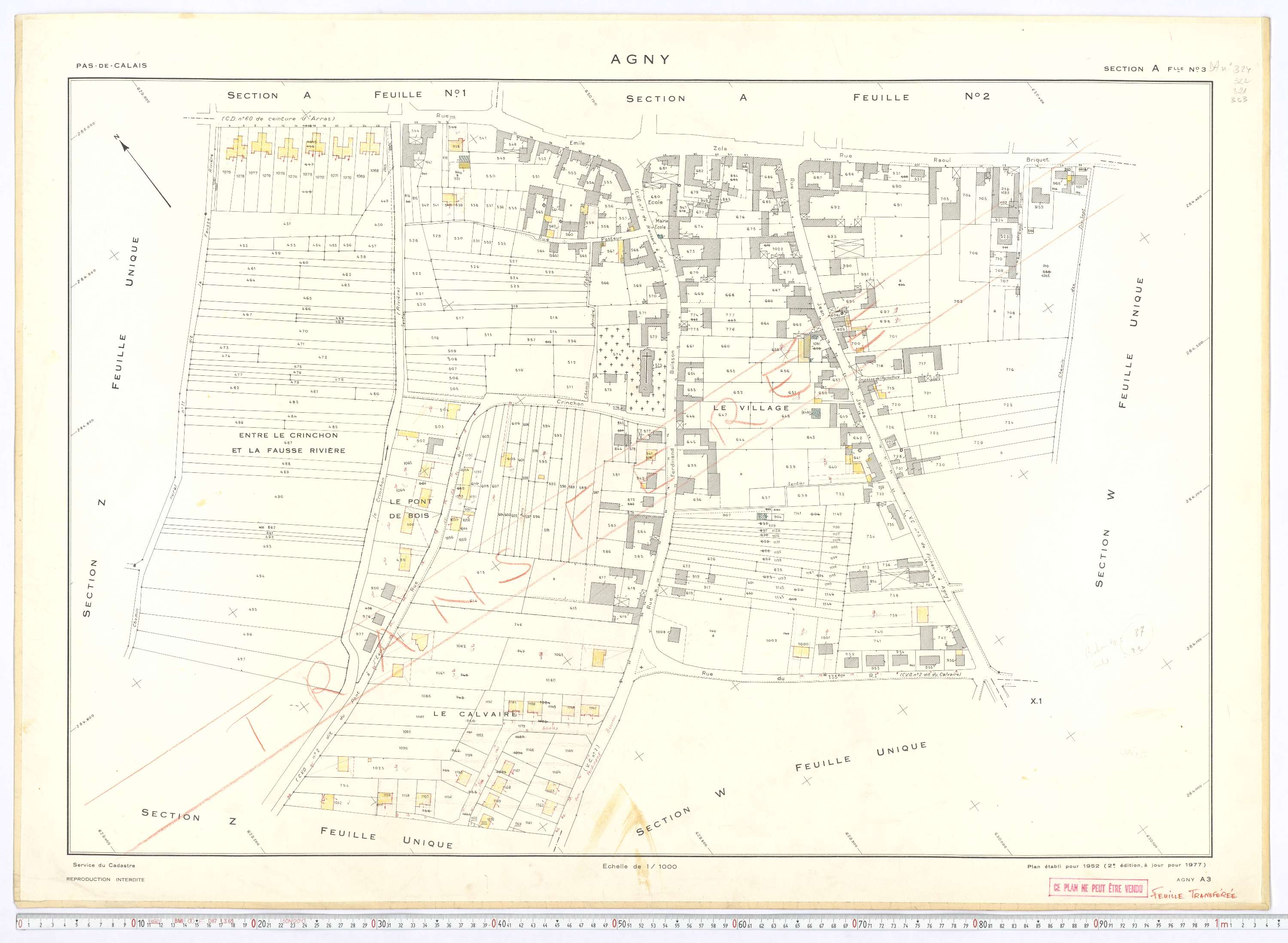 Agny - Section A, feuille 3.