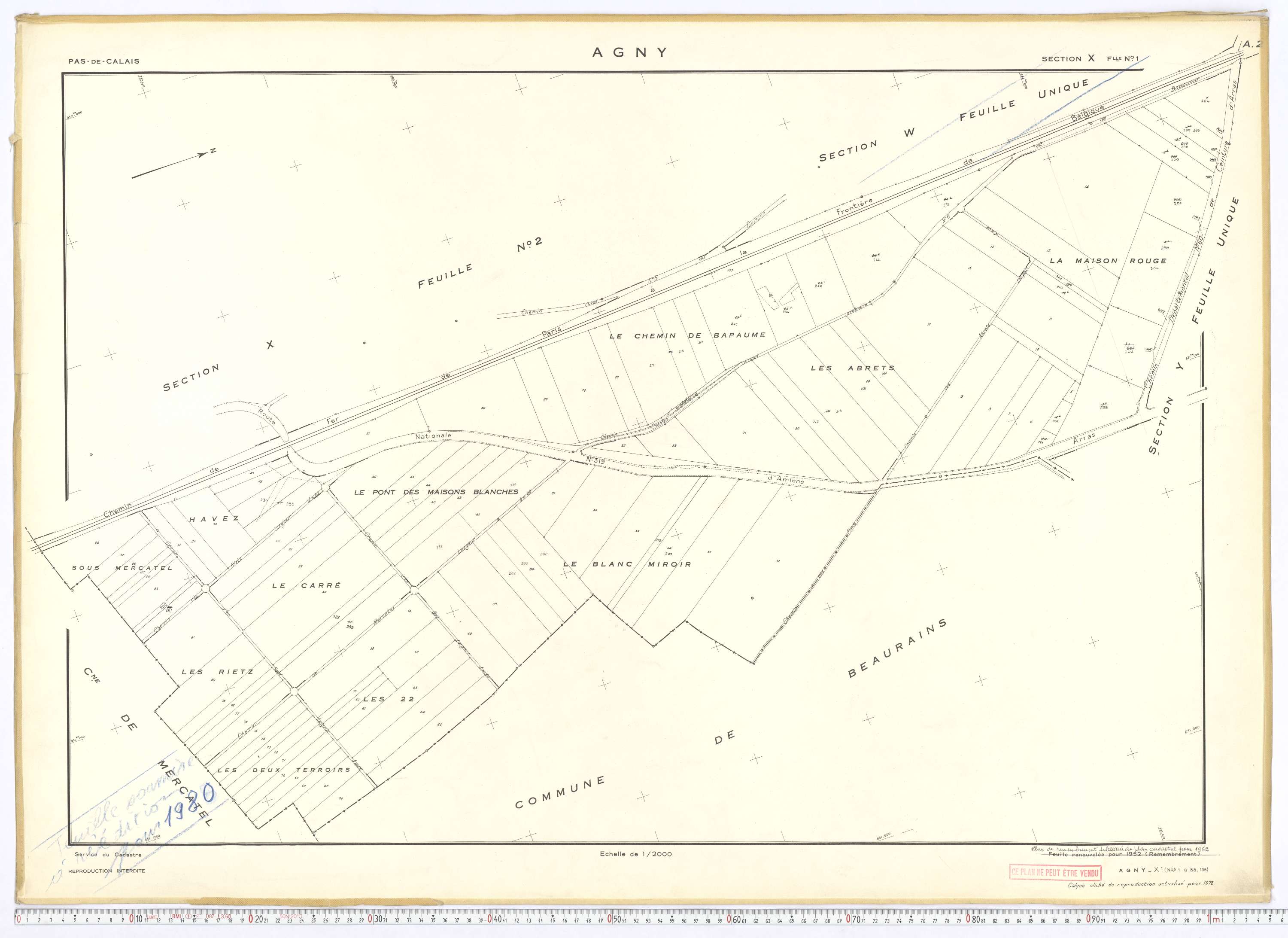 Agny - Section X, feuille 1.