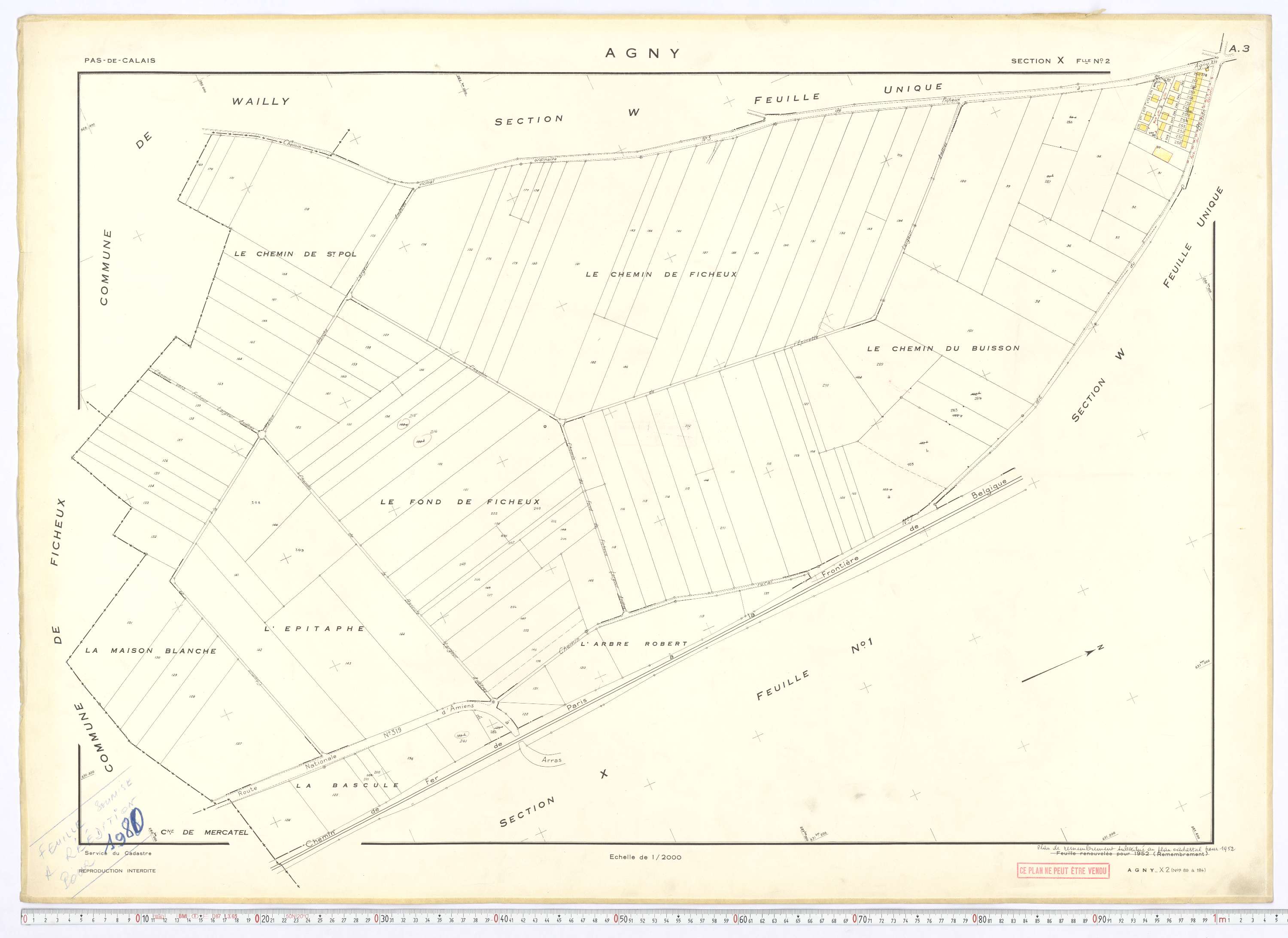 Agny - Section X, feuille 2.