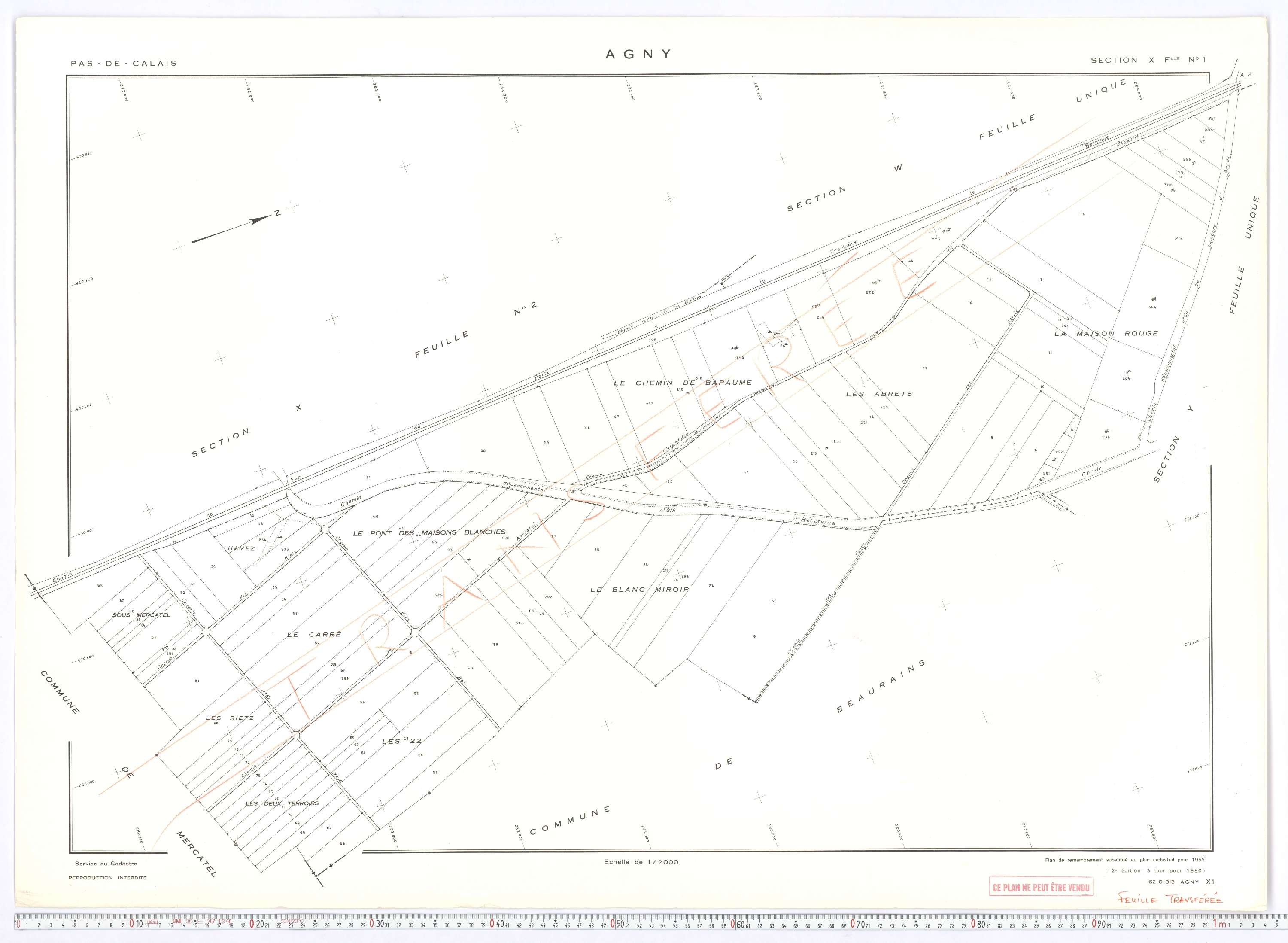 Agny - Section X, feuille 1.