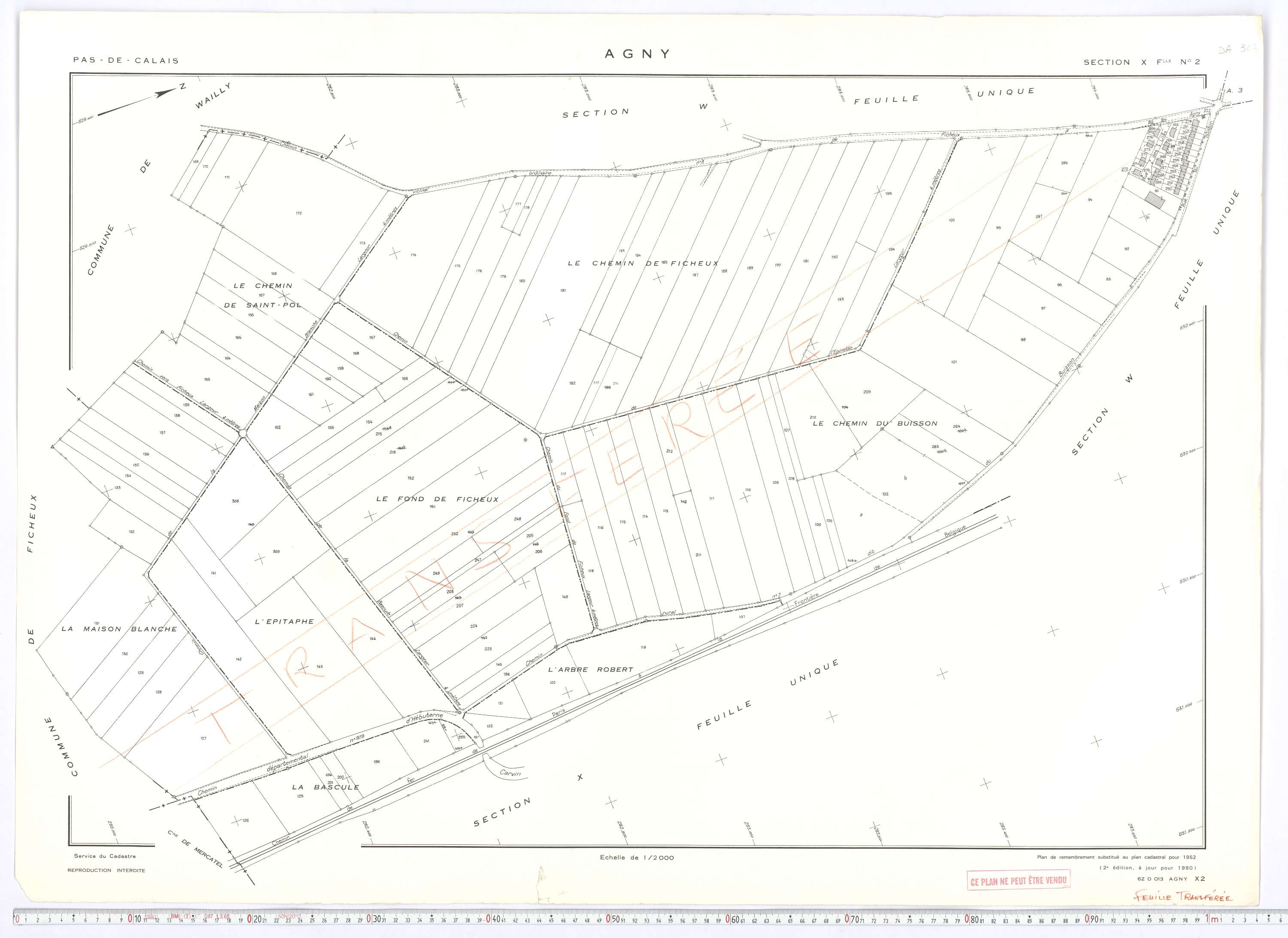 Agny - Section X, feuille 2.