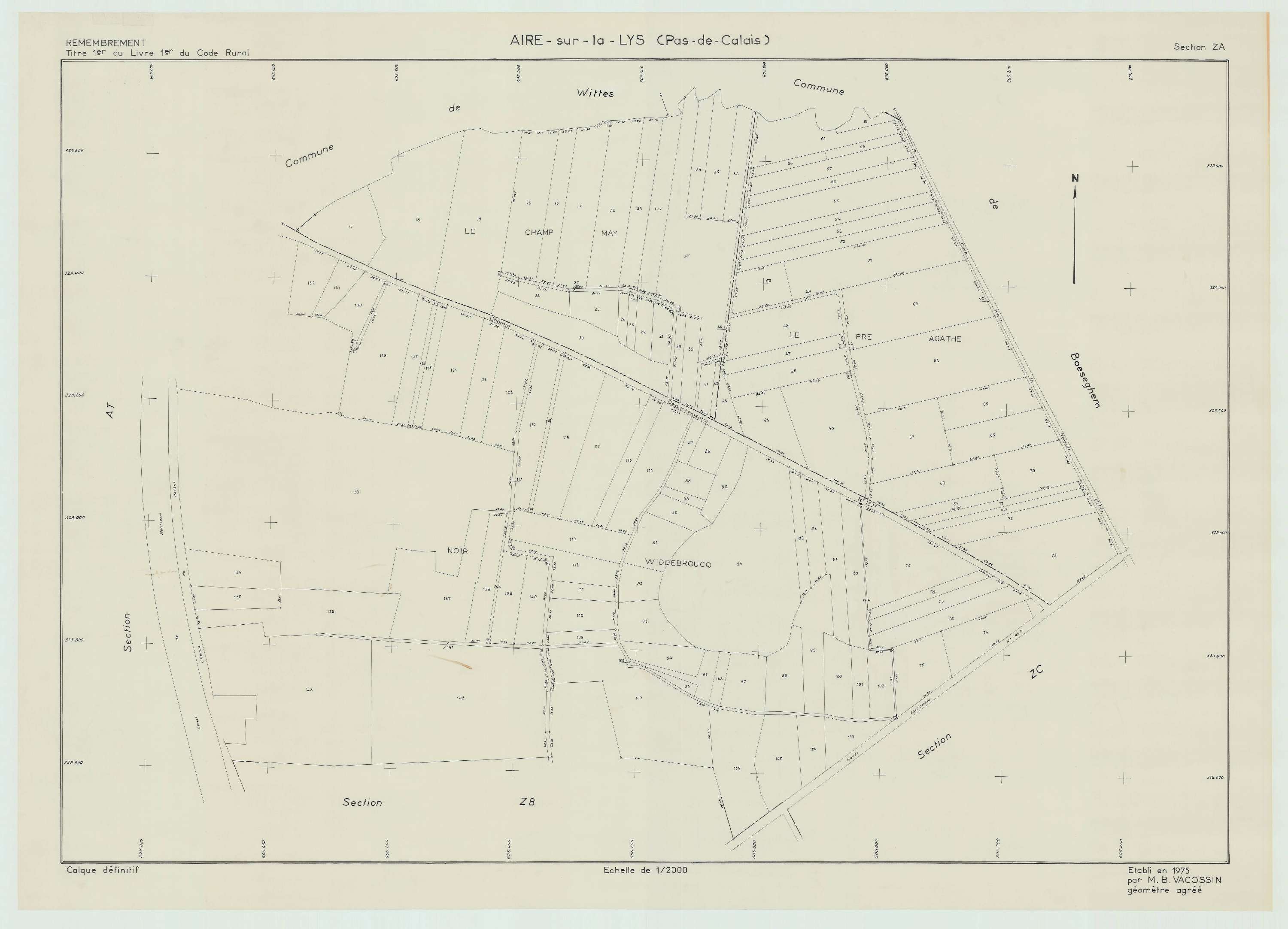 Aire-sur-la-Lys - Plan de remembrement : section ZA.