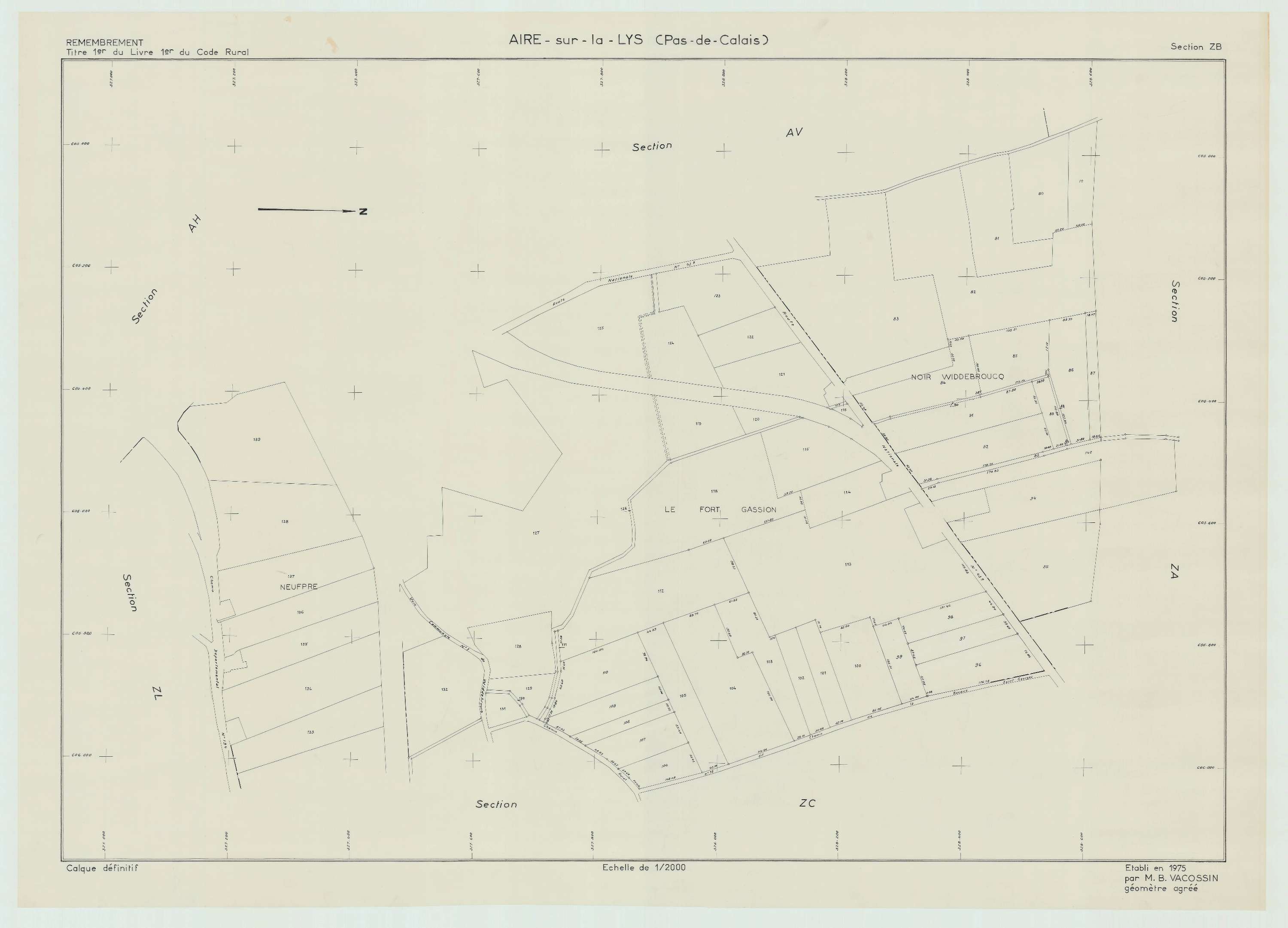 Aire-sur-la-Lys - Plan de remembrement : section ZB.