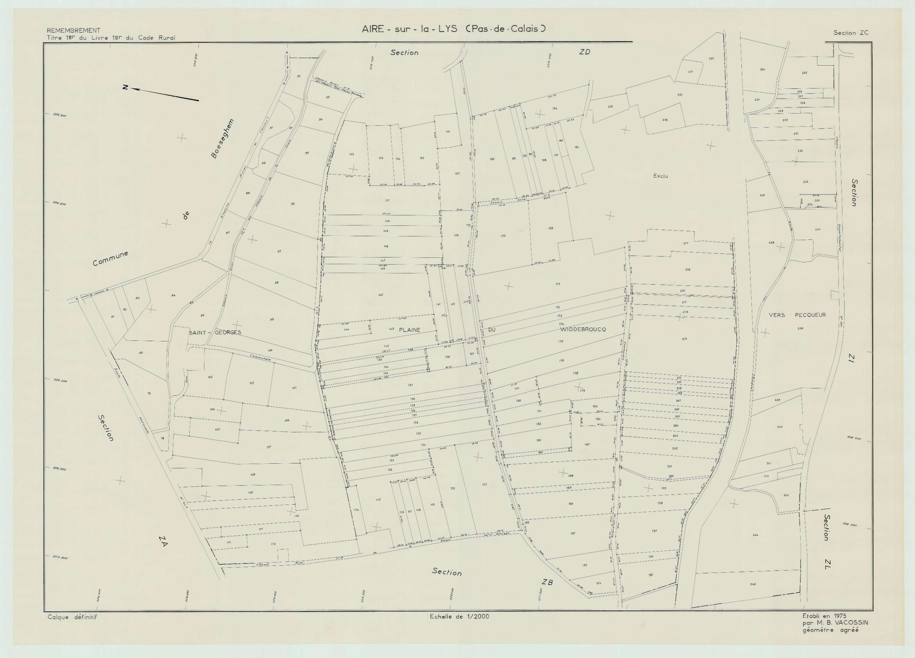 Aire-sur-la-Lys - Plan de remembrement : section ZC.