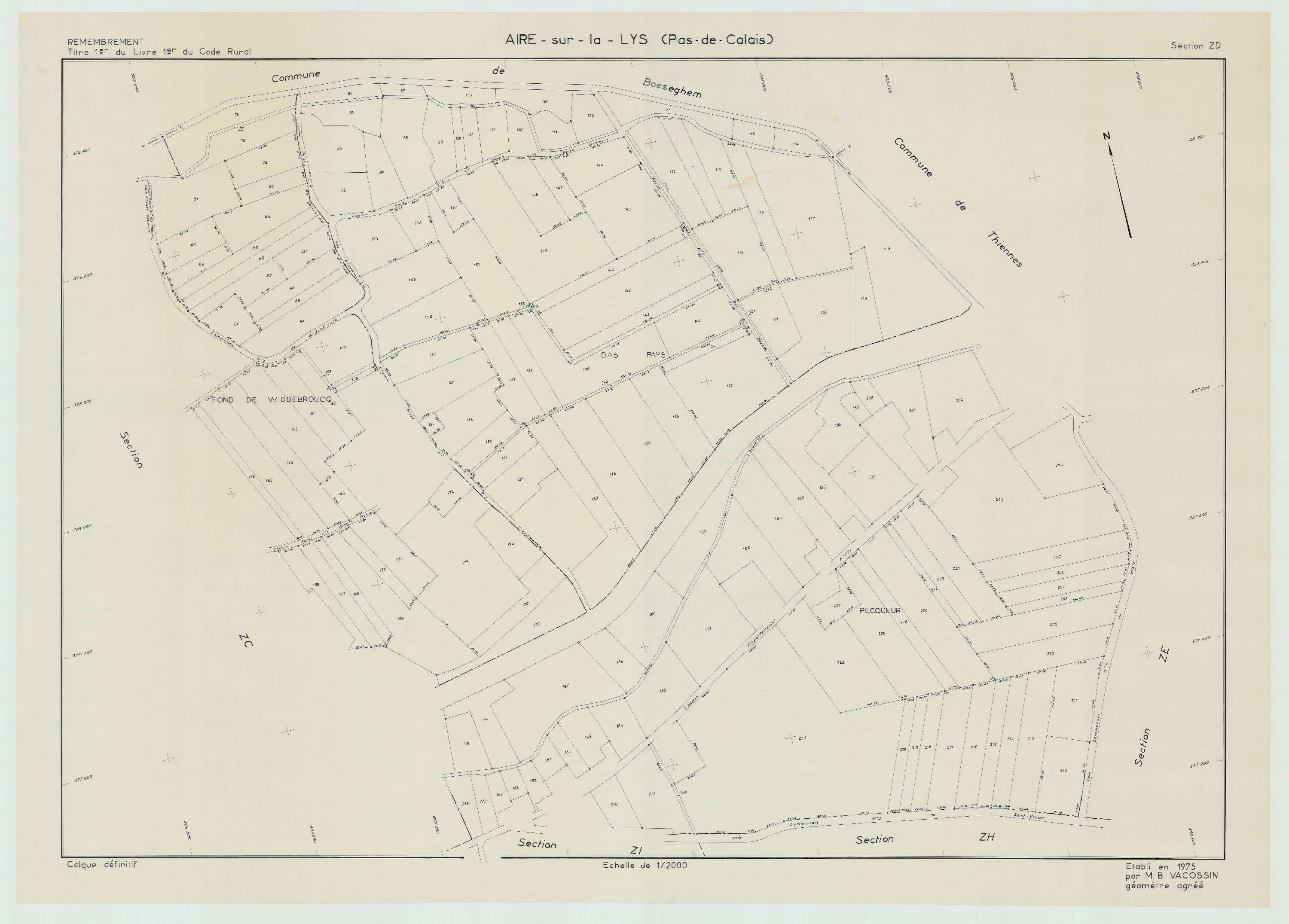 Aire-sur-la-Lys - Plan de remembrement : section ZD.