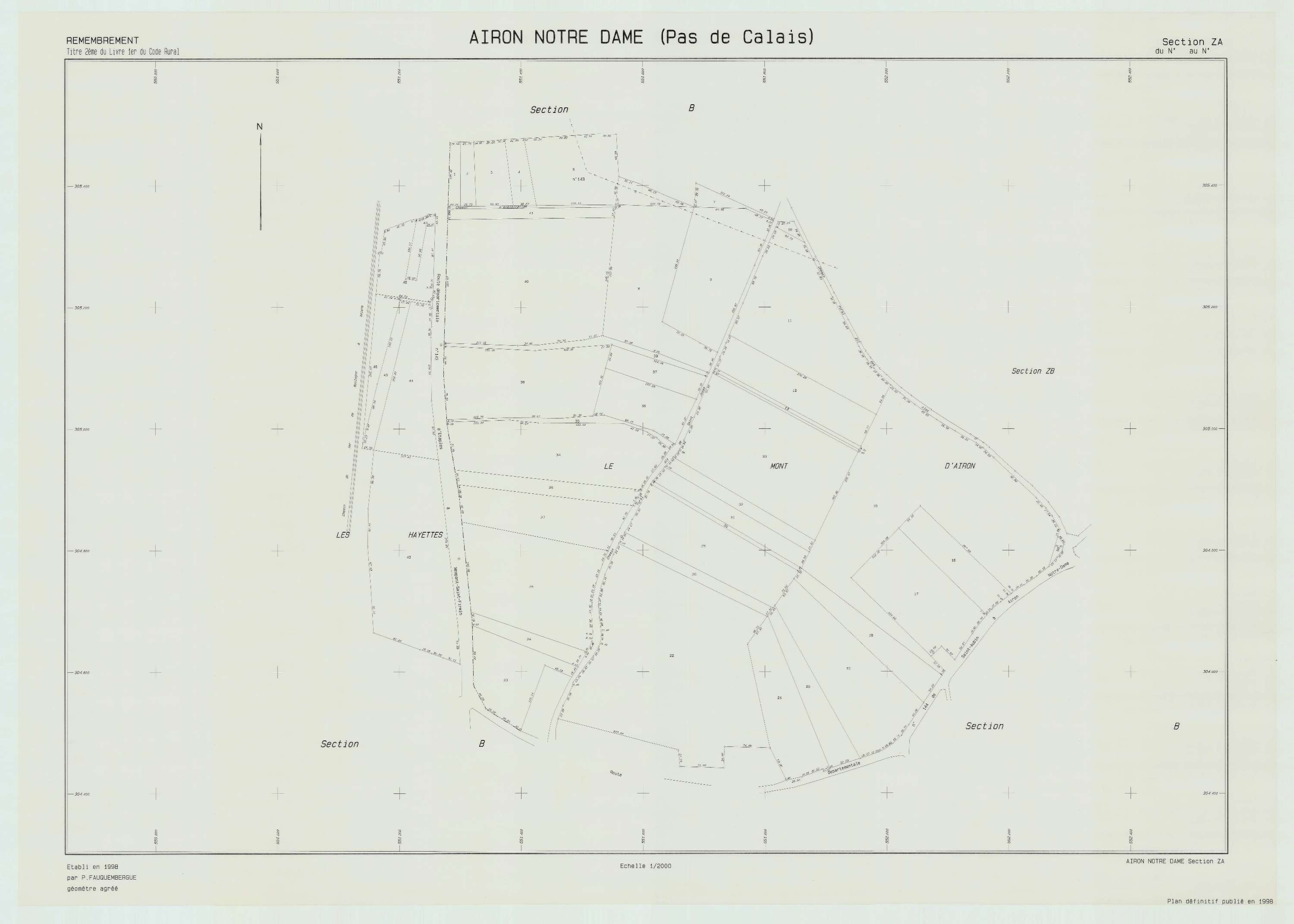 Airon-Notre-Dame - Plan de remembrement : section ZA.