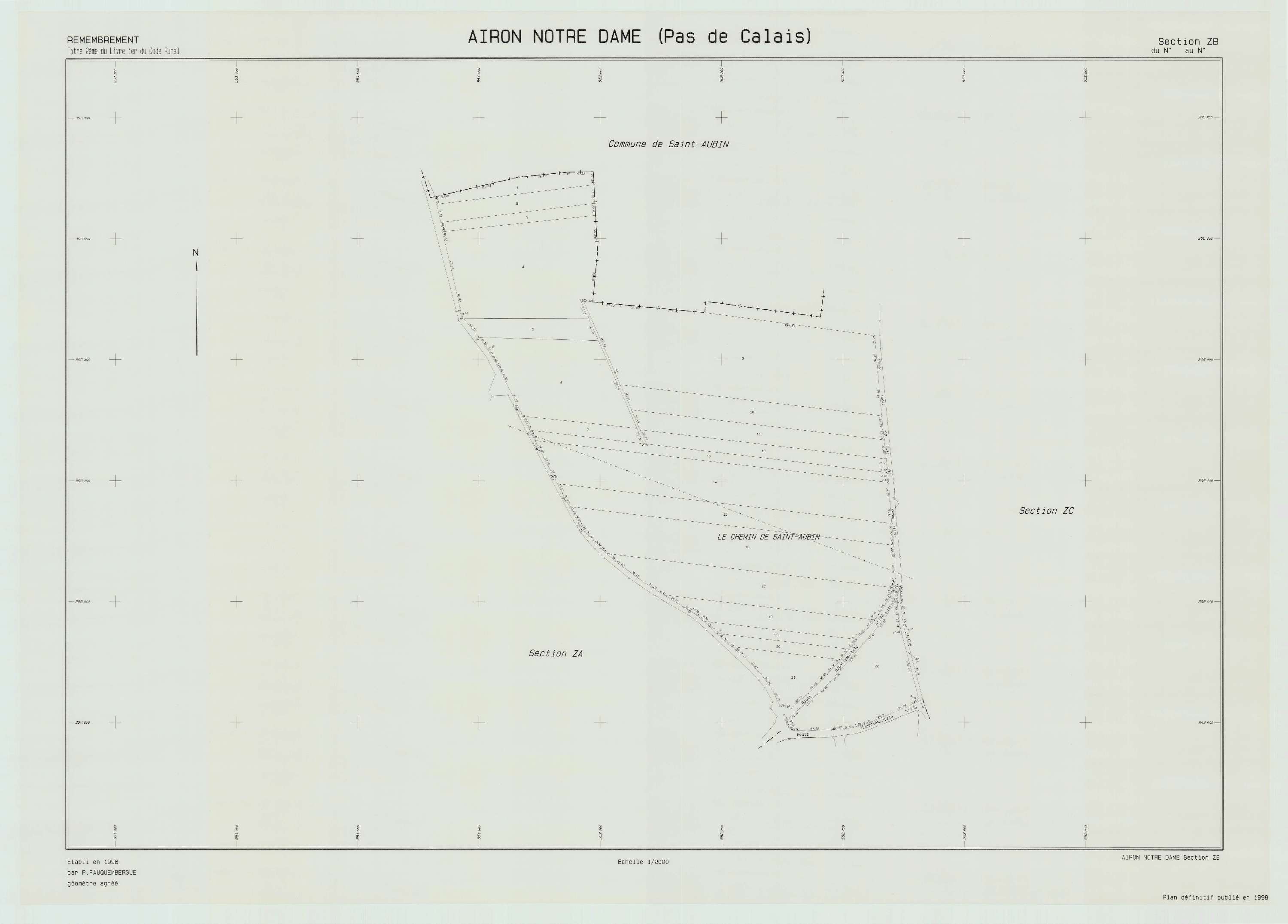 Airon-Notre-Dame - Plan de remembrement : section ZB.