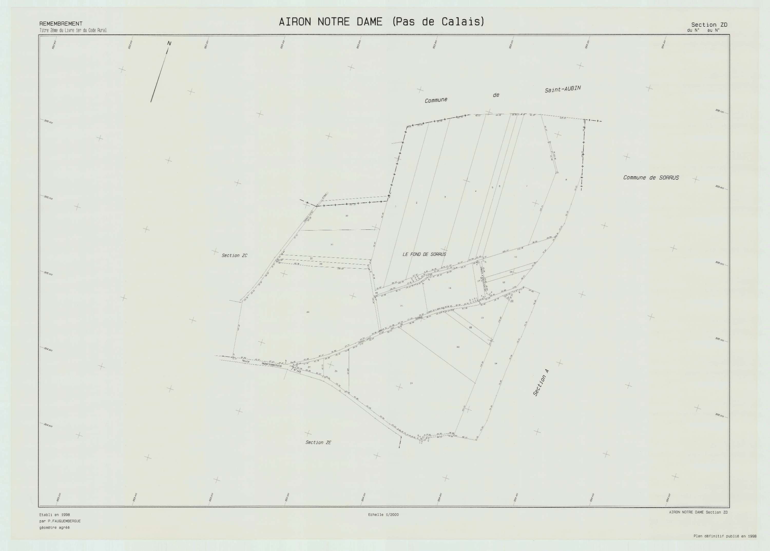 Airon-Notre-Dame - Plan de remembrement : section ZD.