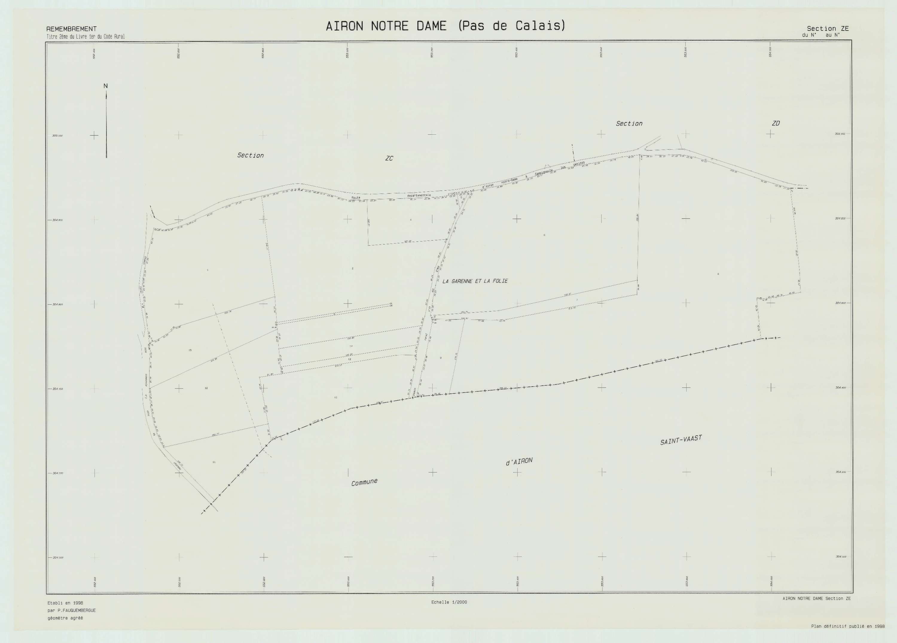 Airon-Notre-Dame - Plan de remembrement : section ZE.