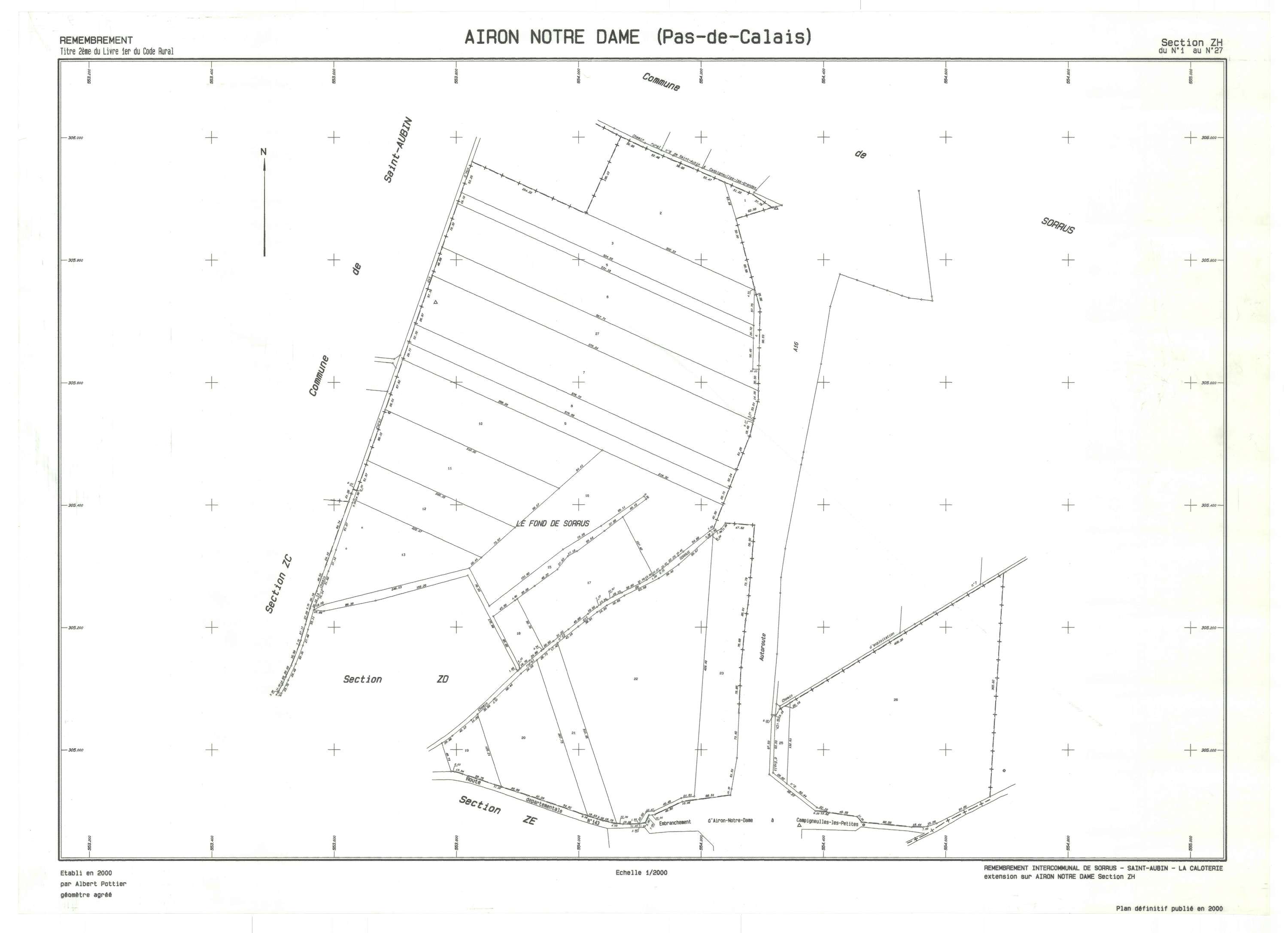 Airon-Notre-Dame - Plan de remembrement : section ZH.