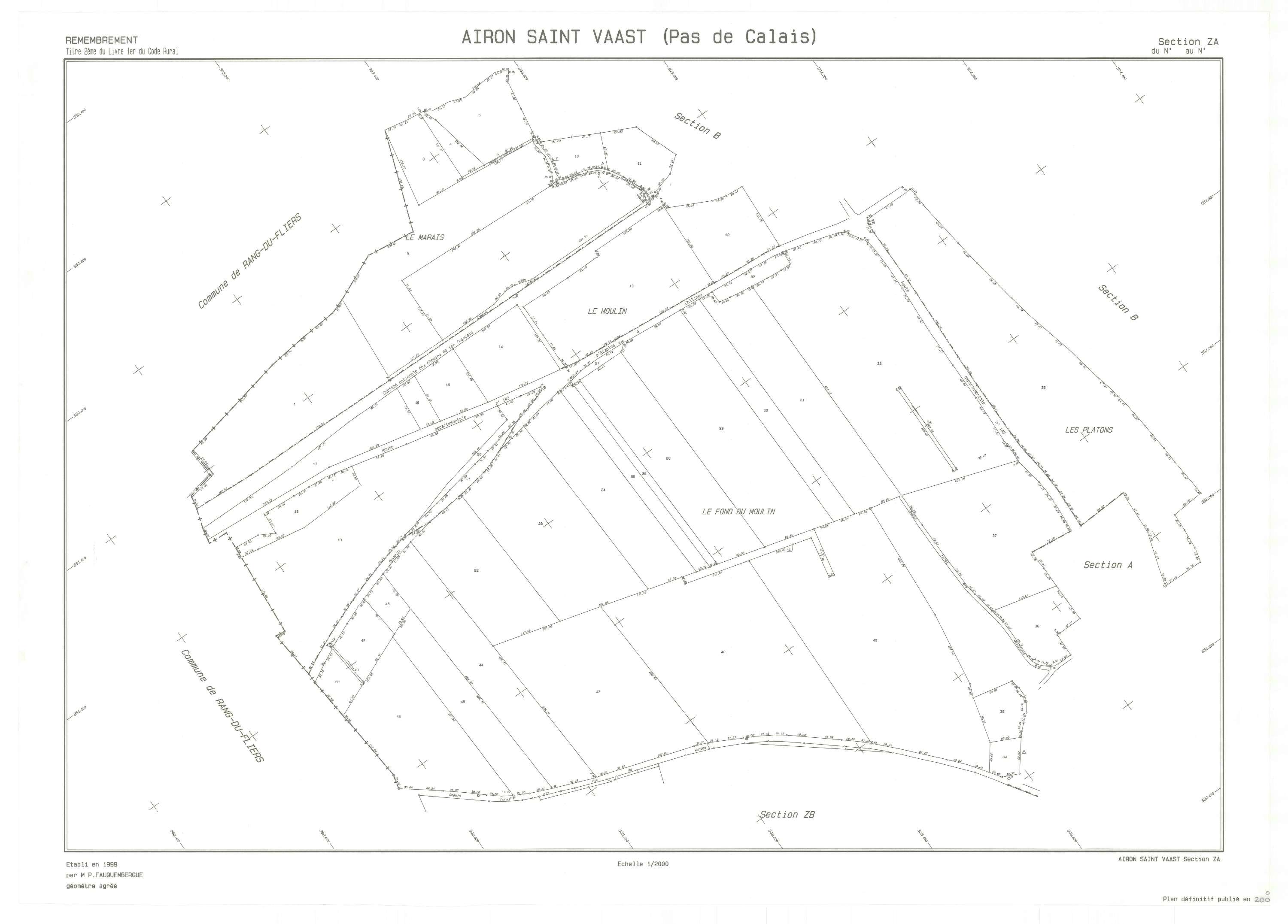 Airon-Saint-Vaast - Plan de remembrement : section ZA.