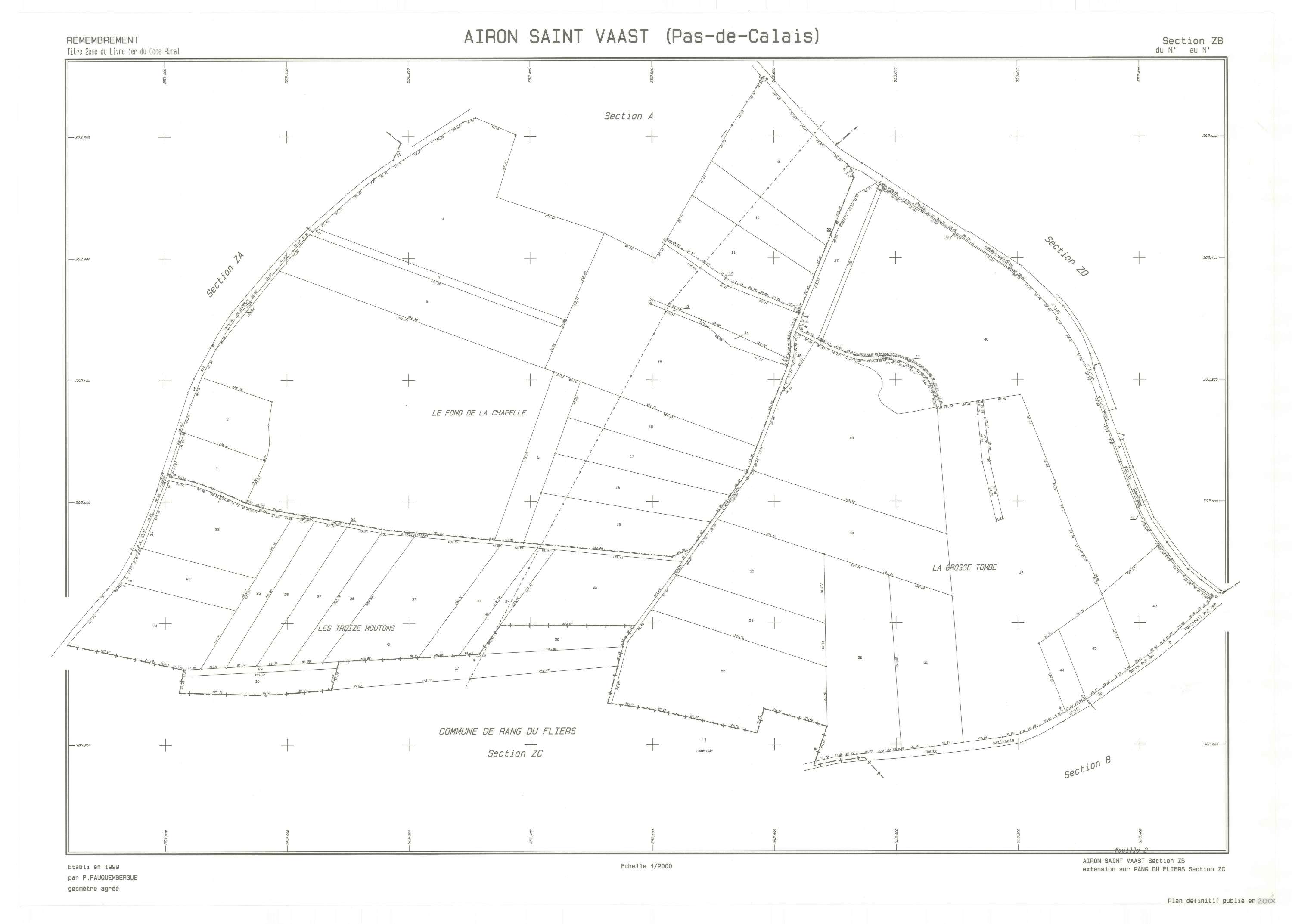 Airon-Saint-Vaast - Plan de remembrement : section ZB.