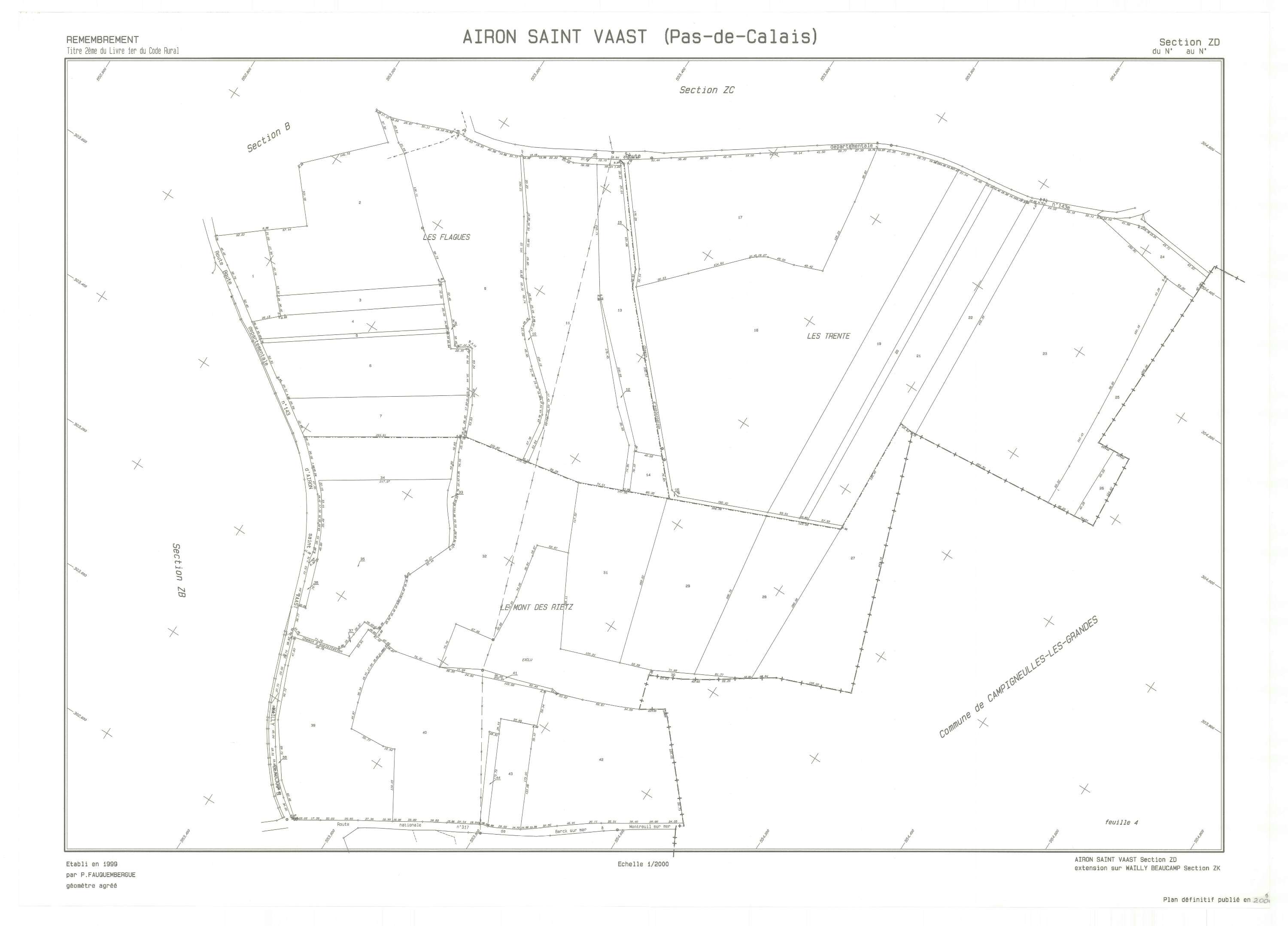 Airon-Saint-Vaast - Plan de remembrement : section ZD.