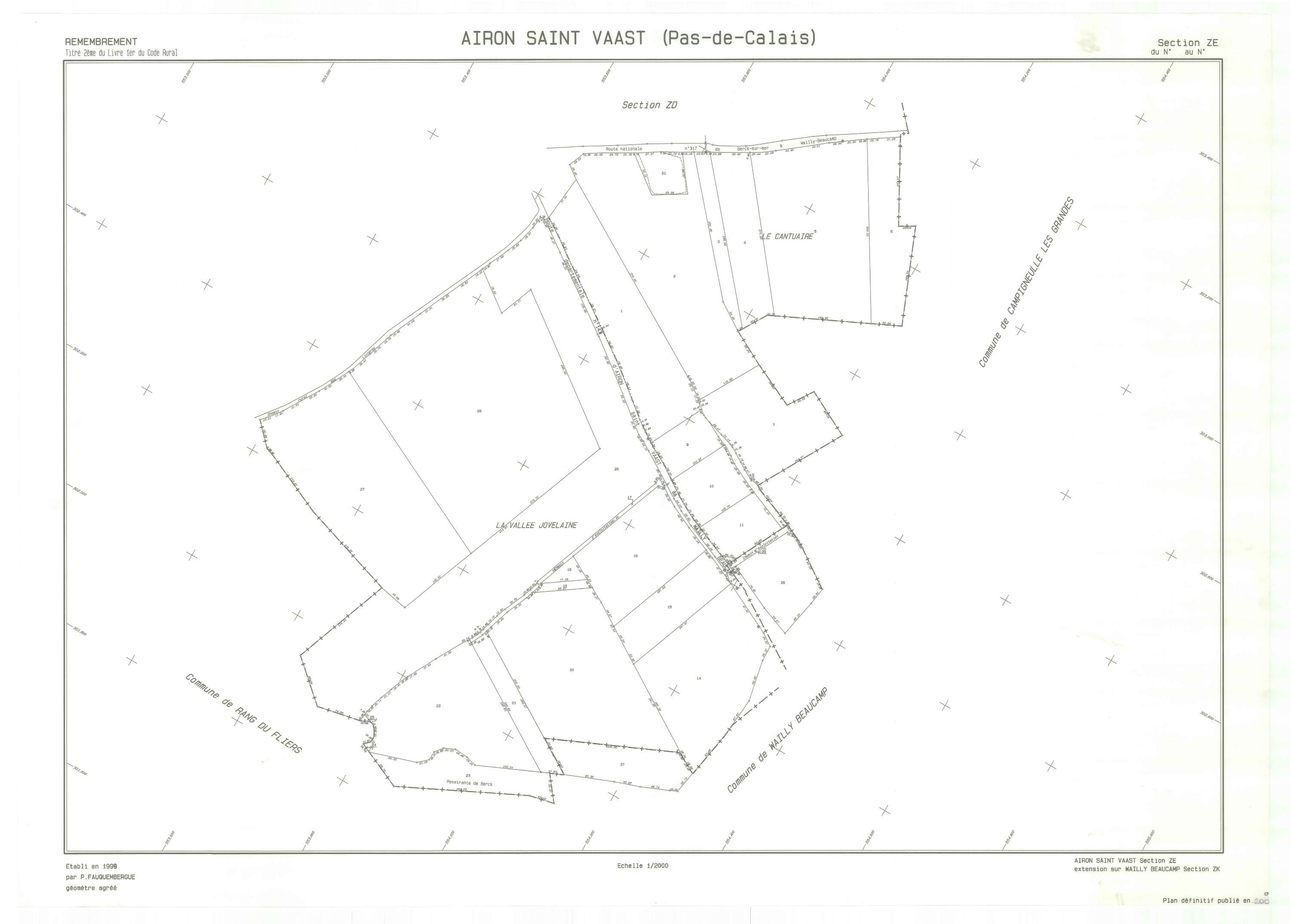 Airon-Saint-Vaast - Plan de remembrement : section ZE.