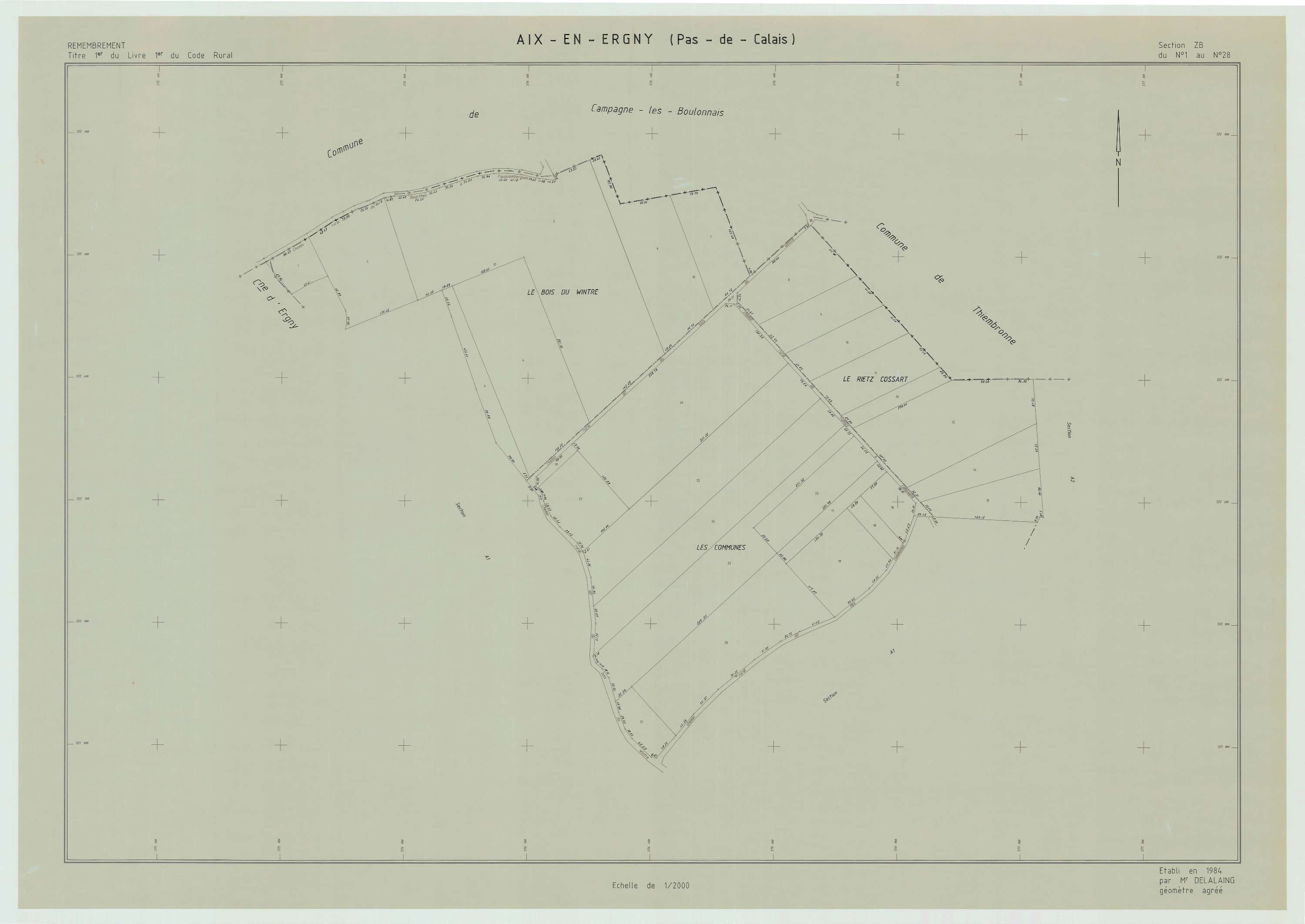 Aix-en-Ergny - Plan de remembrement : section ZB.