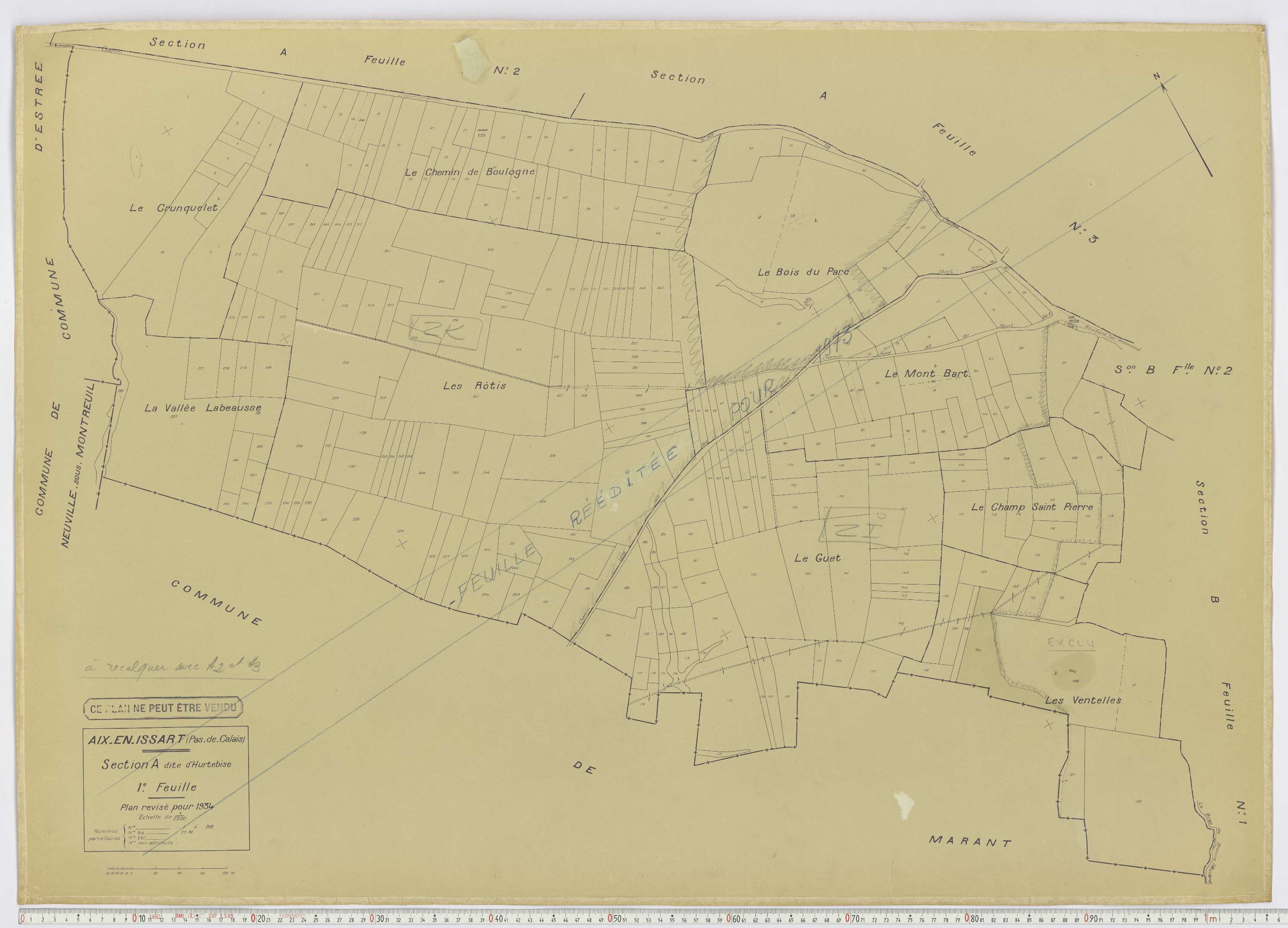 Aix-en-Issart - Section A, feuille 1.