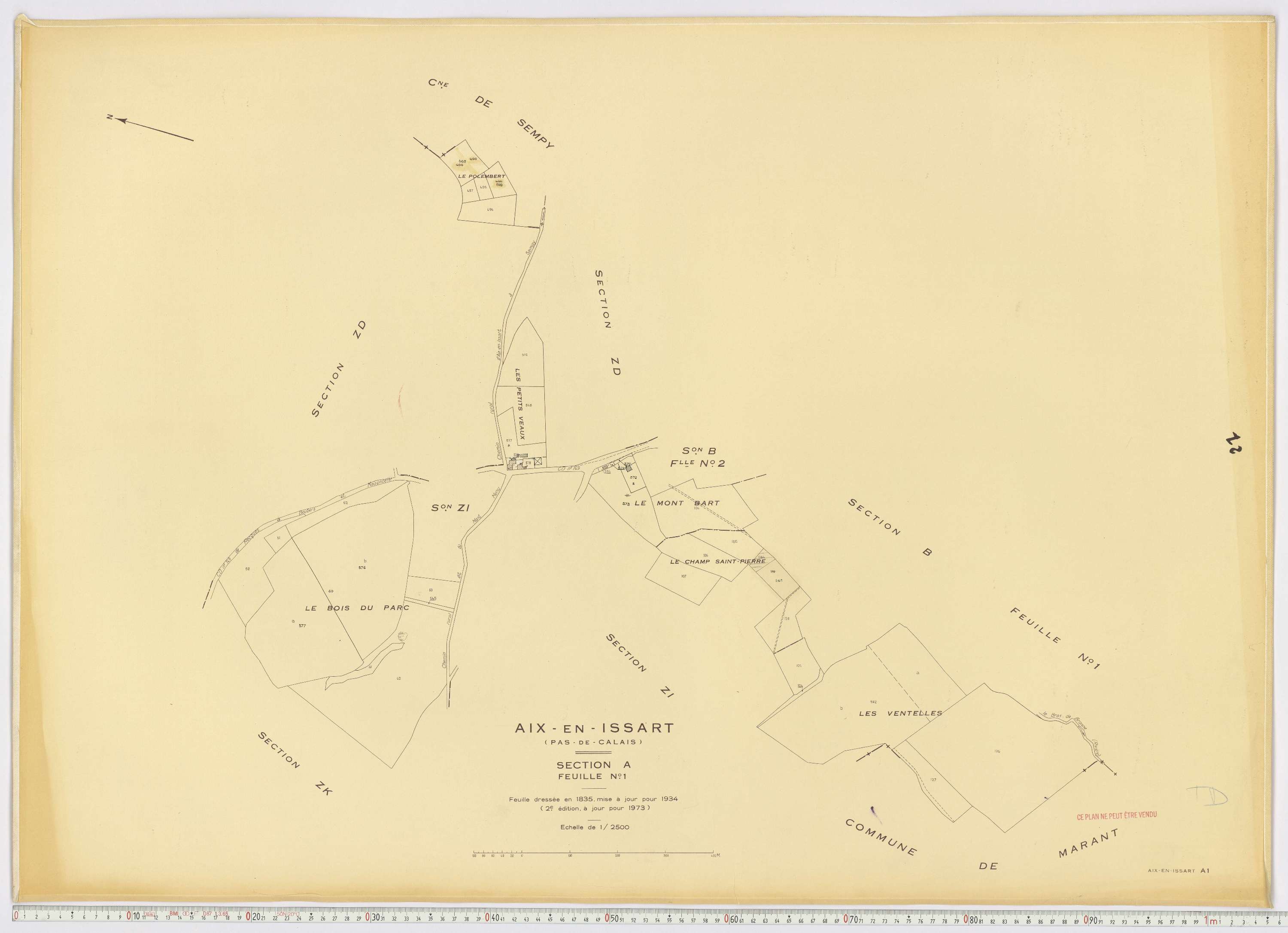 Aix-en-Issart - Section A, feuille 1.