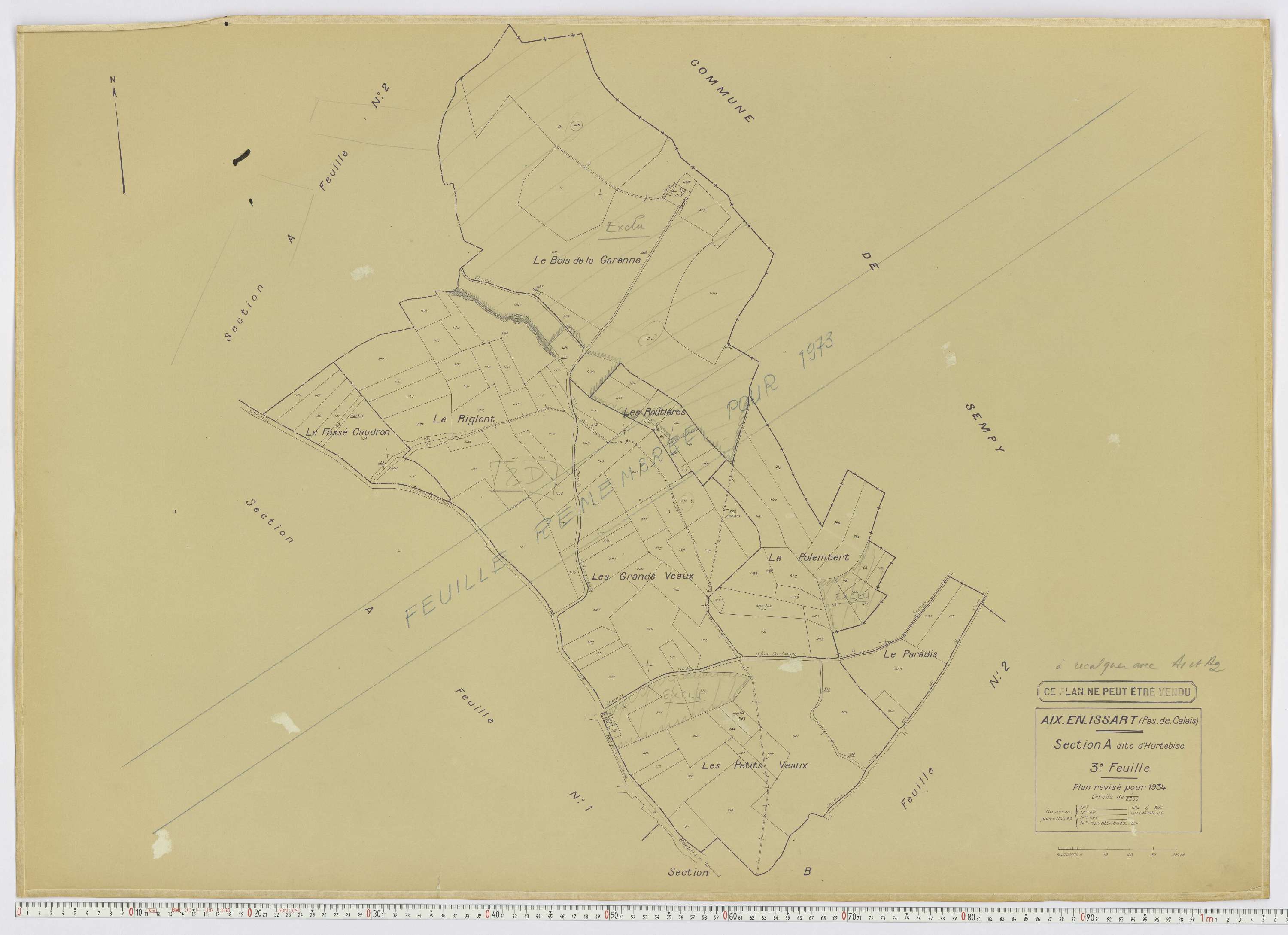 Aix-en-Issart - Section A, feuille 3.