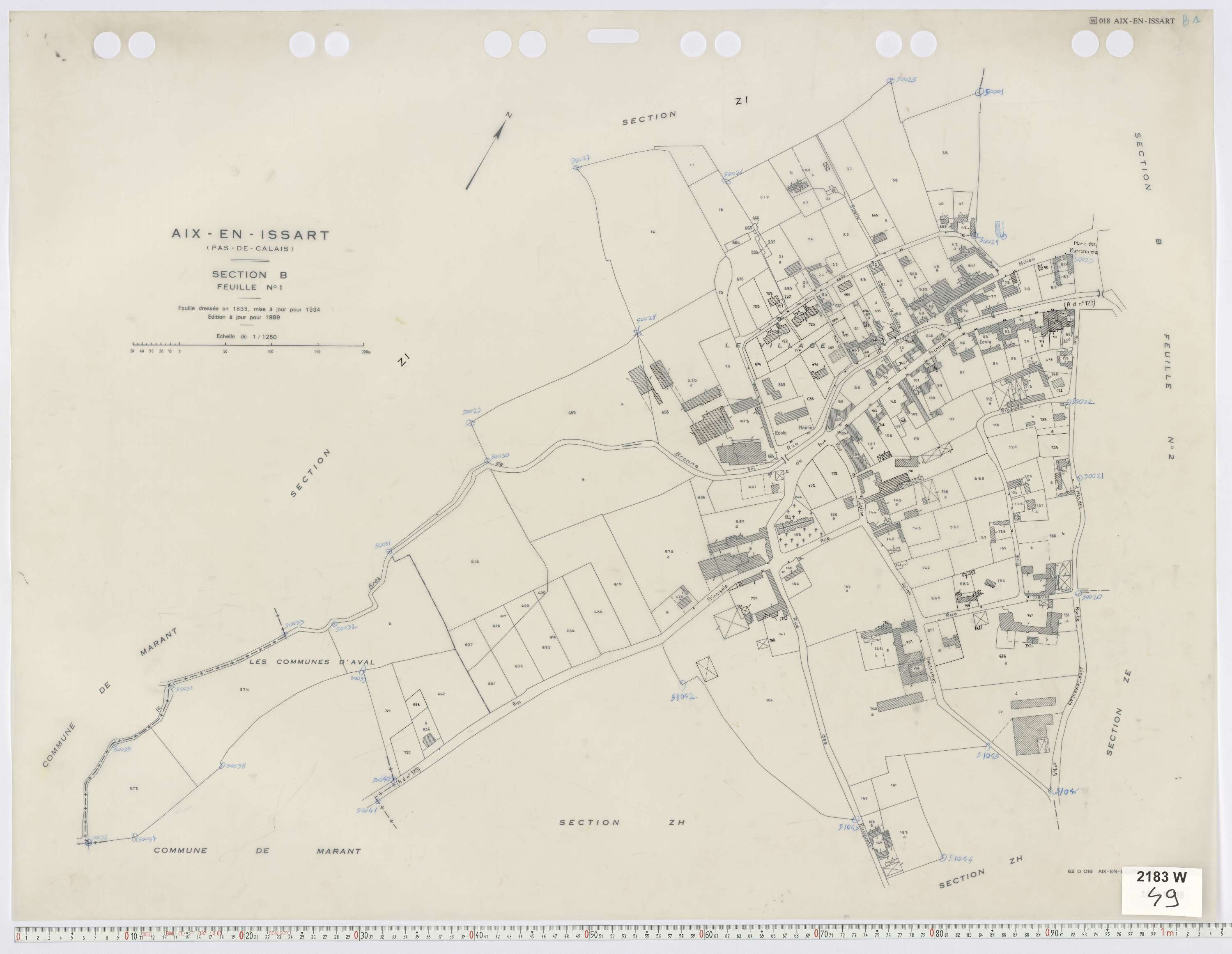 Aix-en-Issart - Section B, feuille 1.