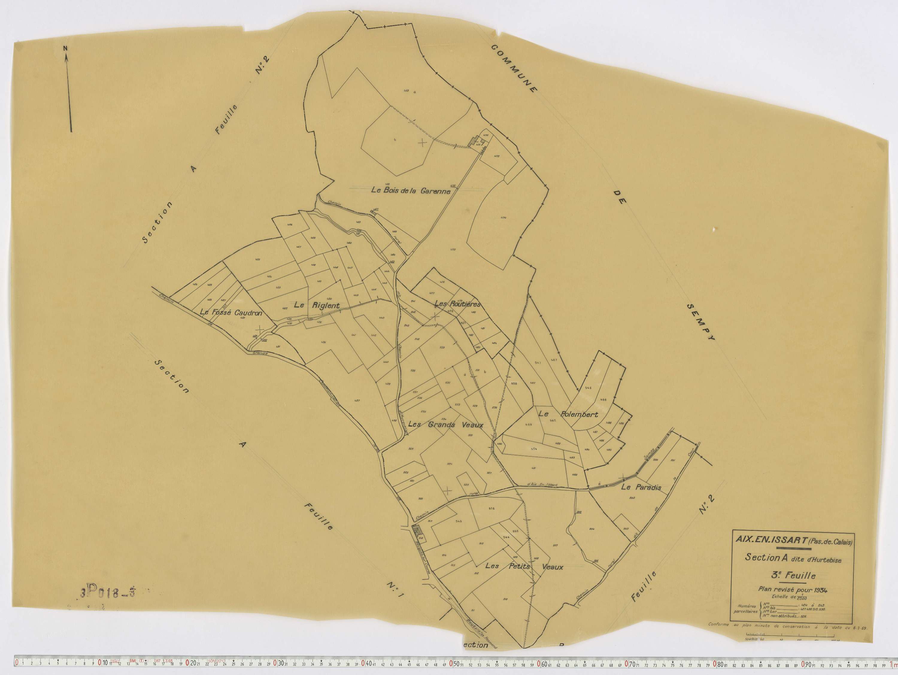 Aix-en-Issart - Section A, feuille 3.