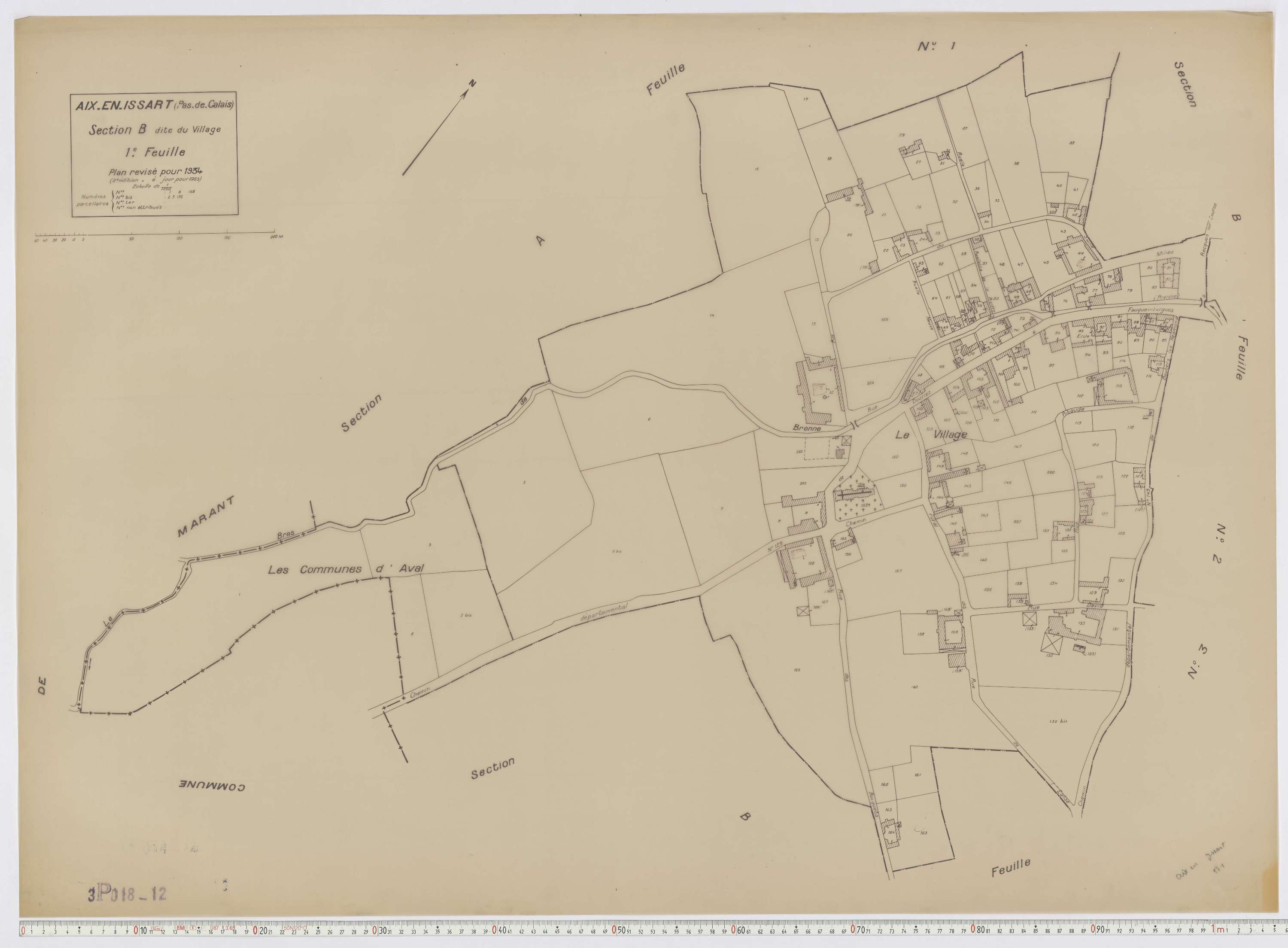 Aix-en-Issart - Section B, feuille 1.
