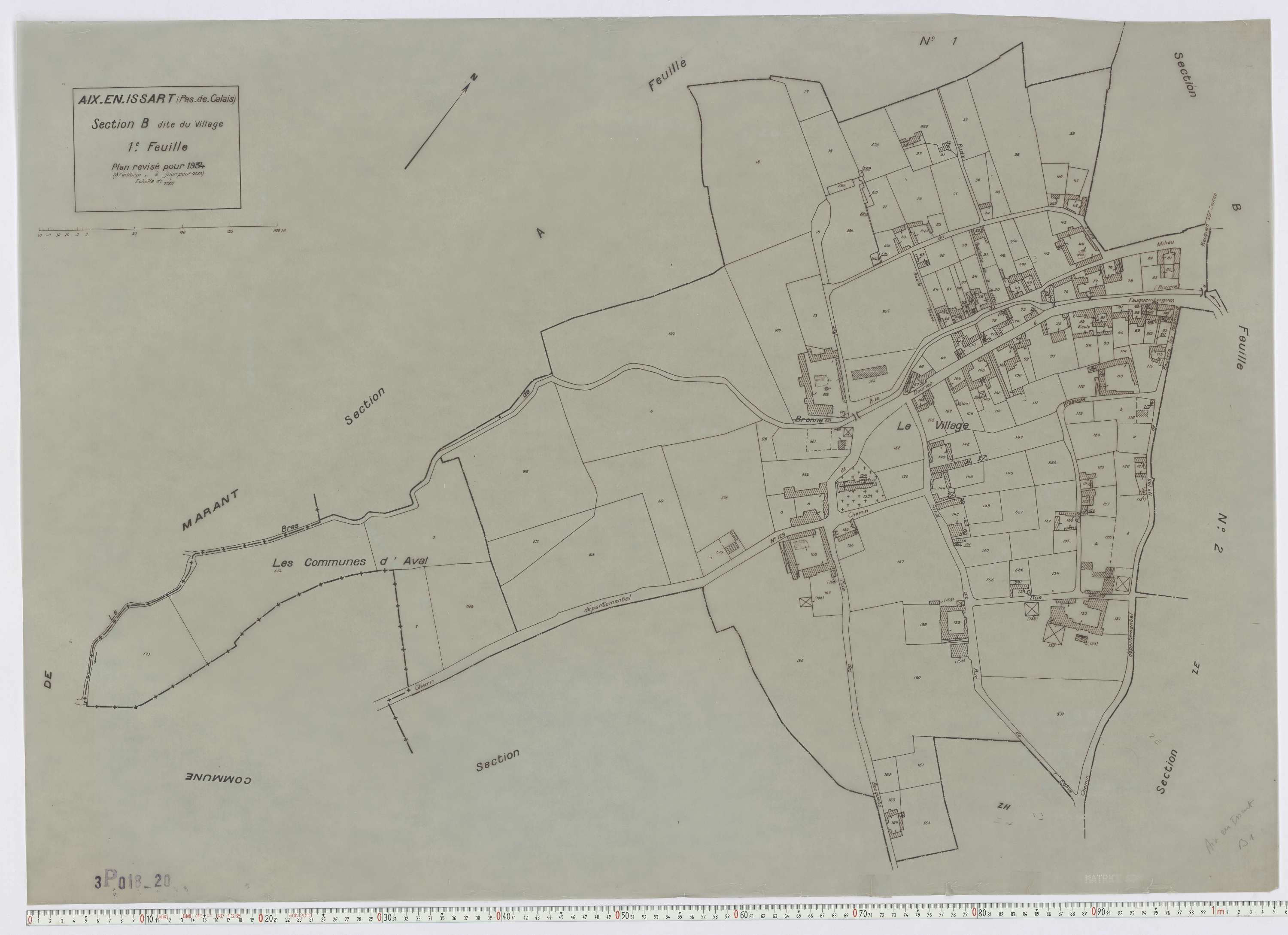 Aix-en-Issart - Section B, feuille 1.
