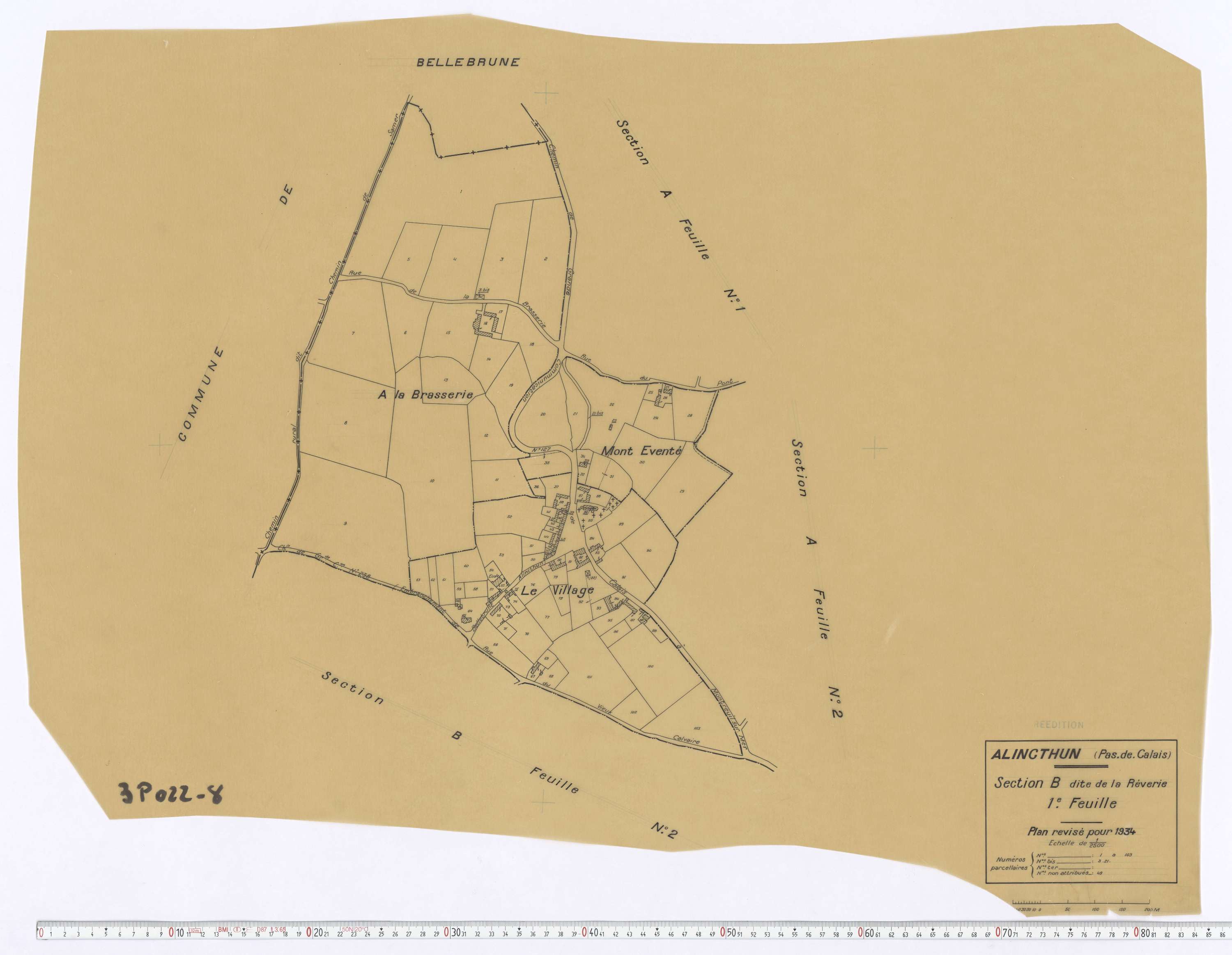 Alincthun - Section B, feuille 1.