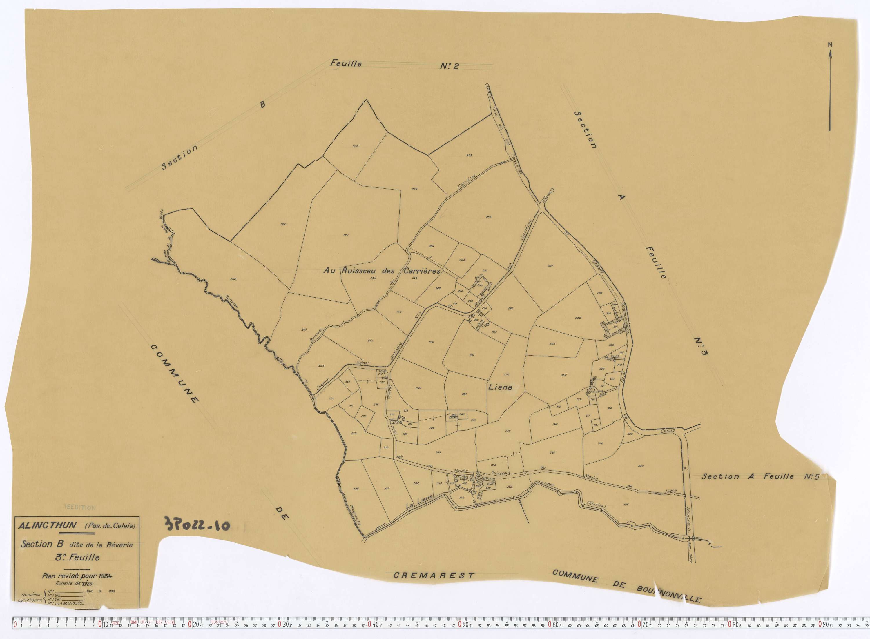 Alincthun - Section B, feuille 3.