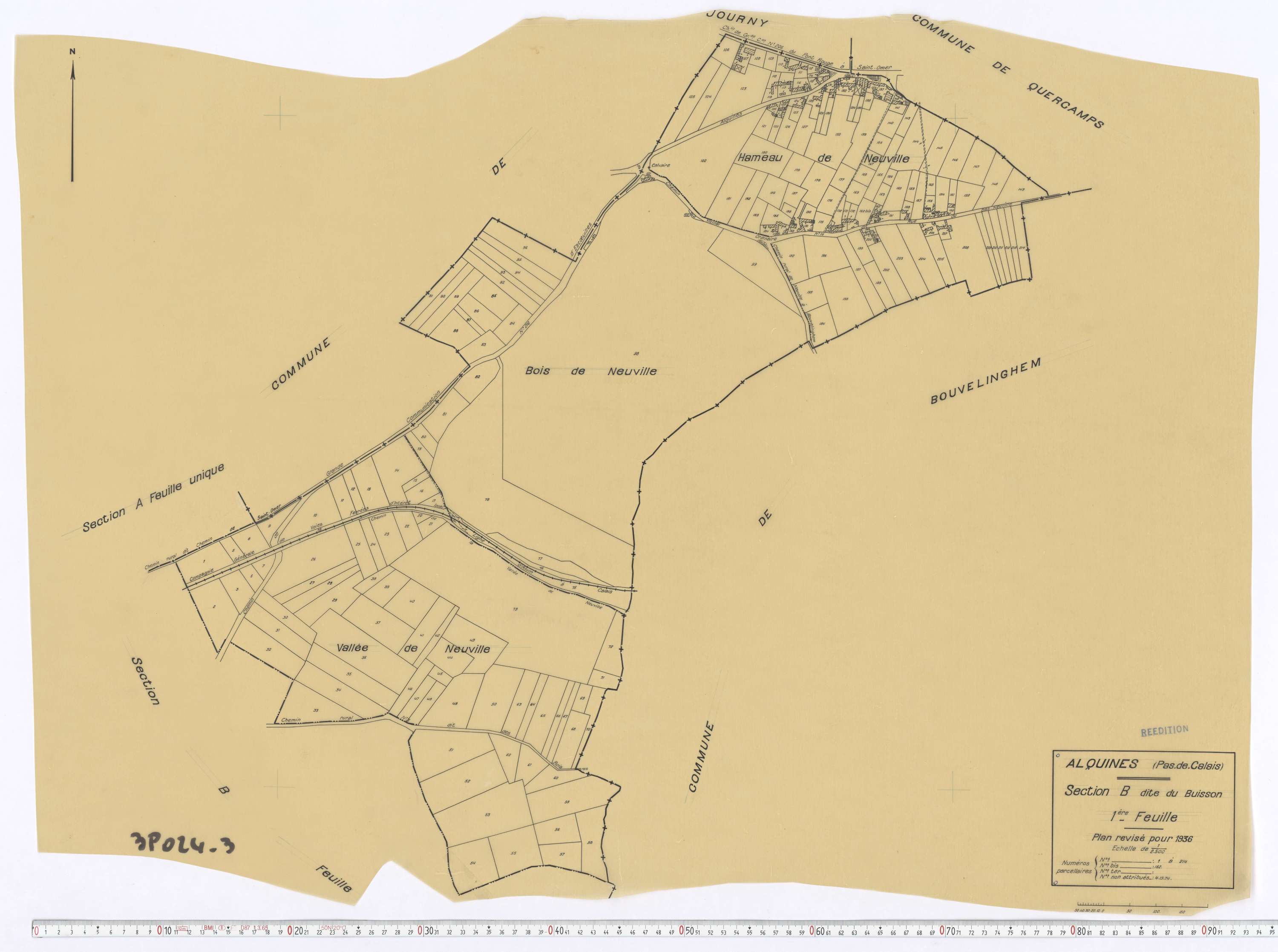 Alquines - Section B, feuille 1.