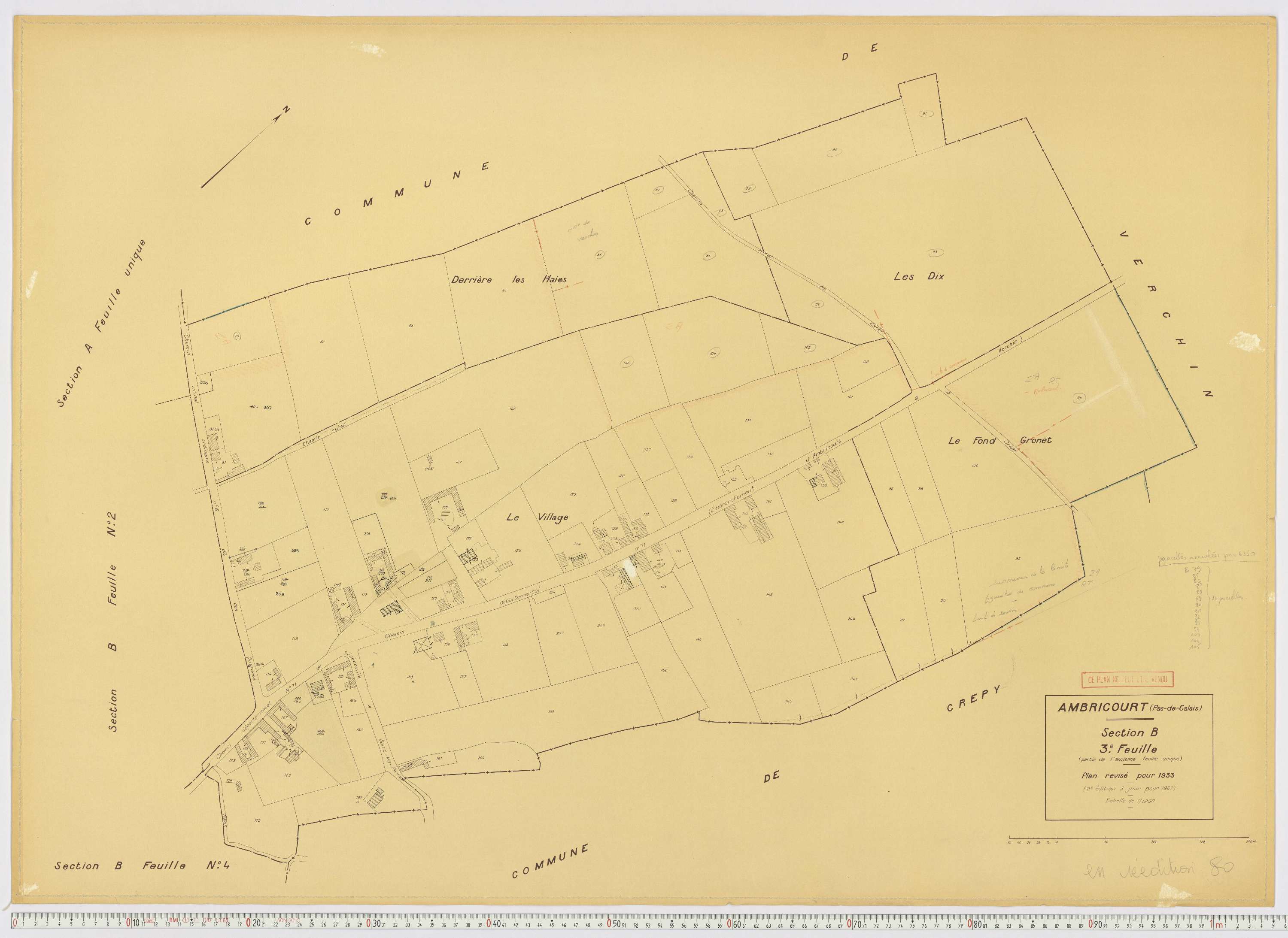 Ambricourt - Section B, feuille 3.