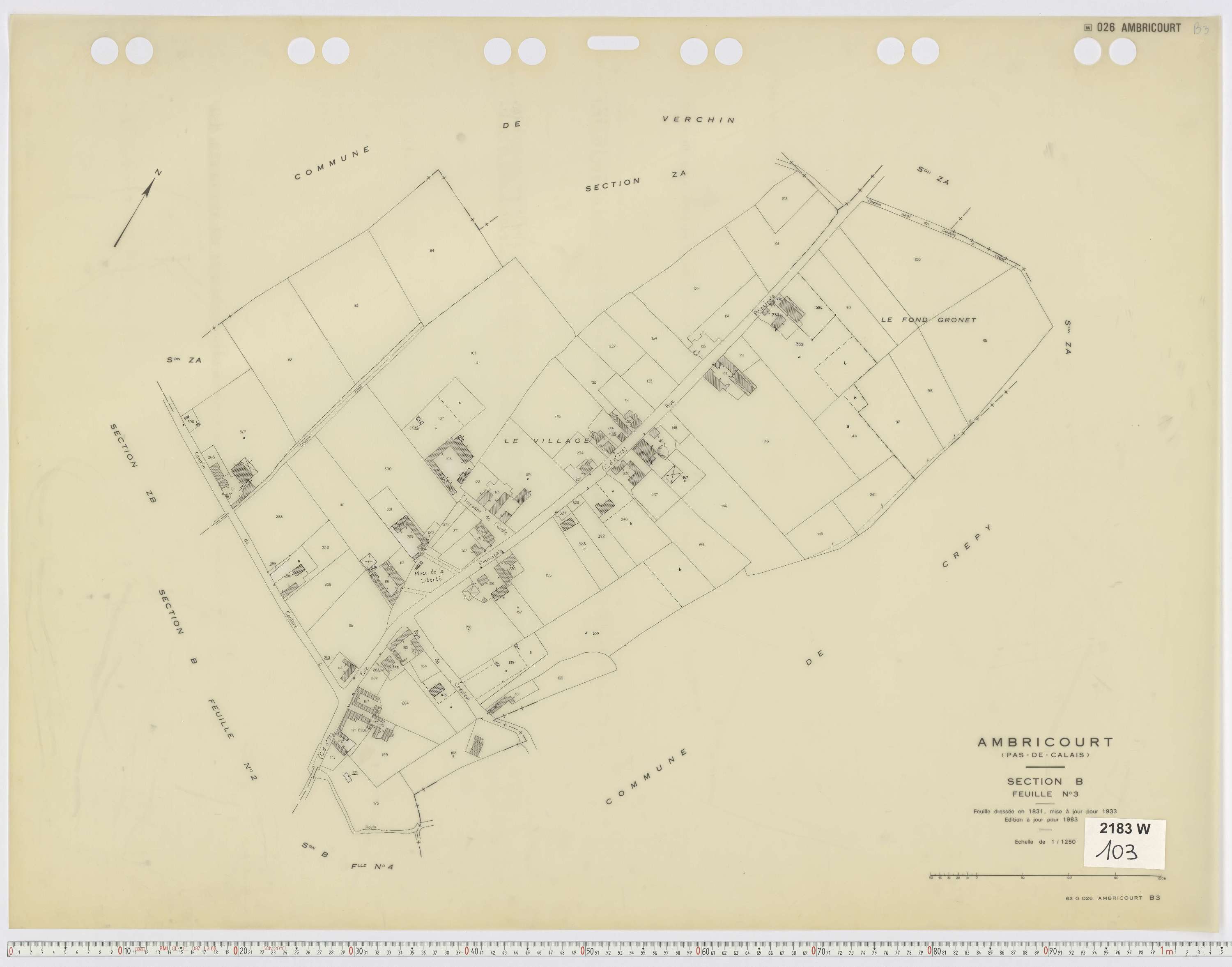 Ambricourt - Section B, feuille 3.