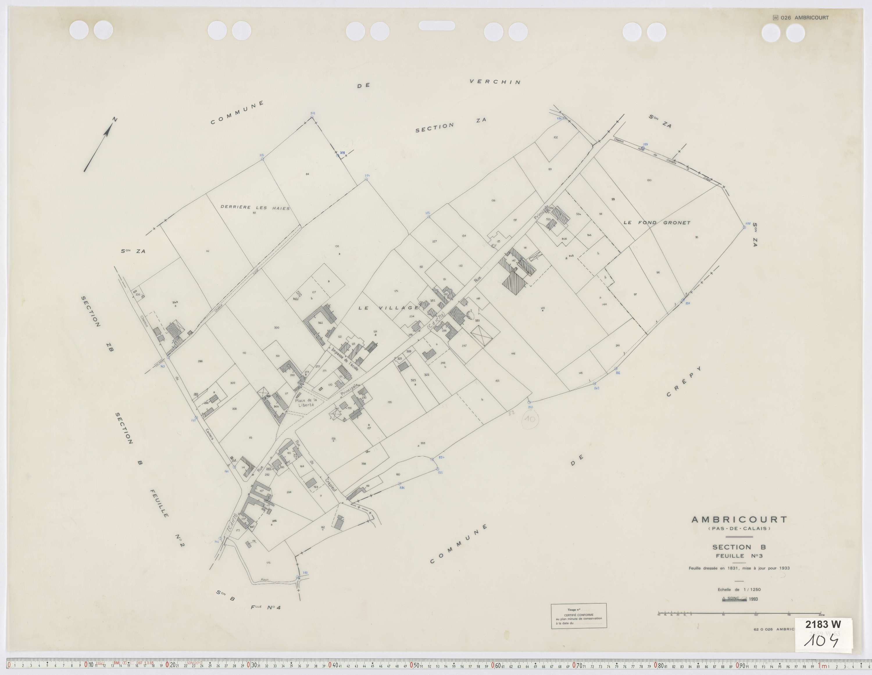 Ambricourt - Section B, feuille 3.