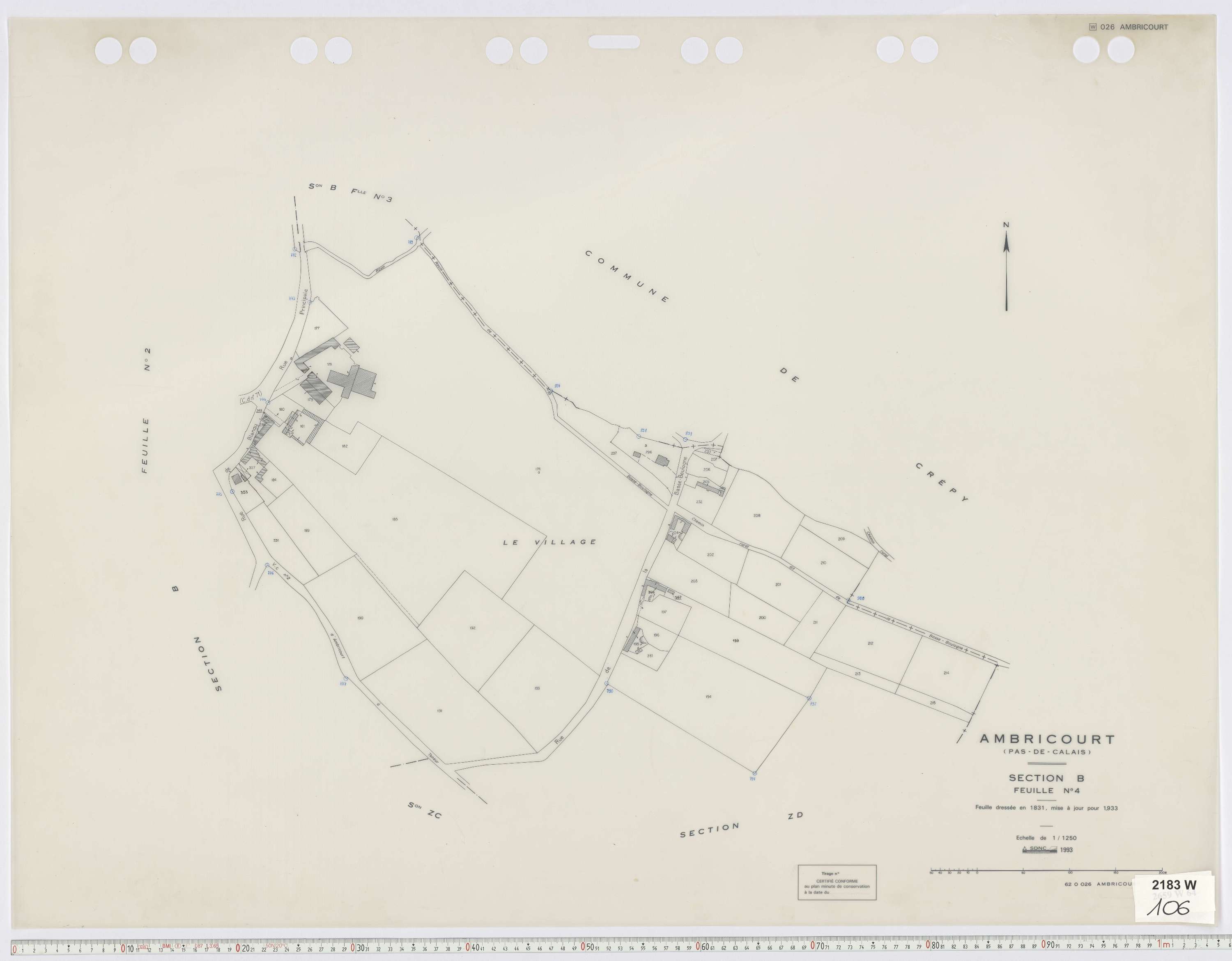 Ambricourt - Section B, feuille 4.