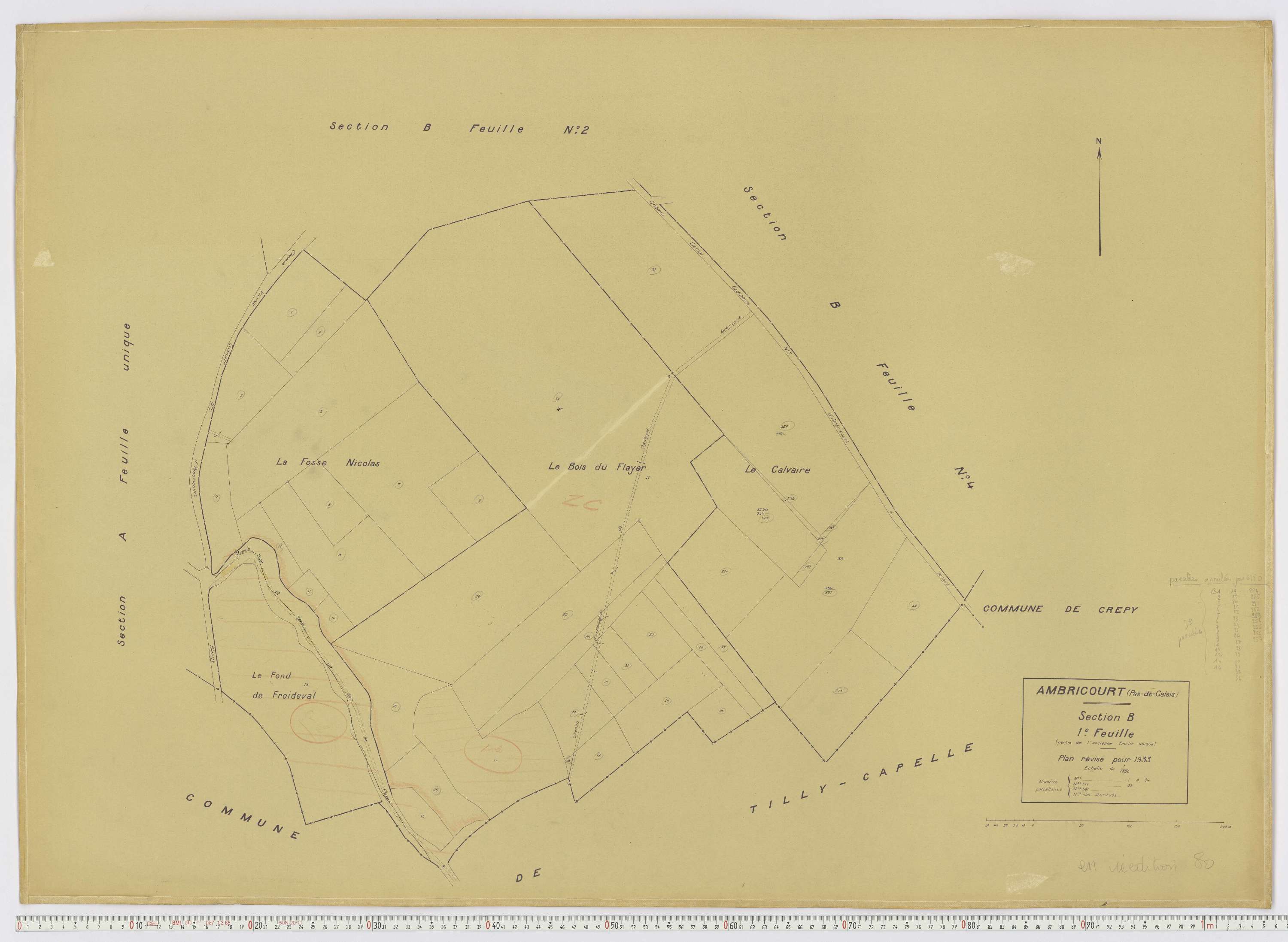 Ambricourt - Section B, feuille 1.