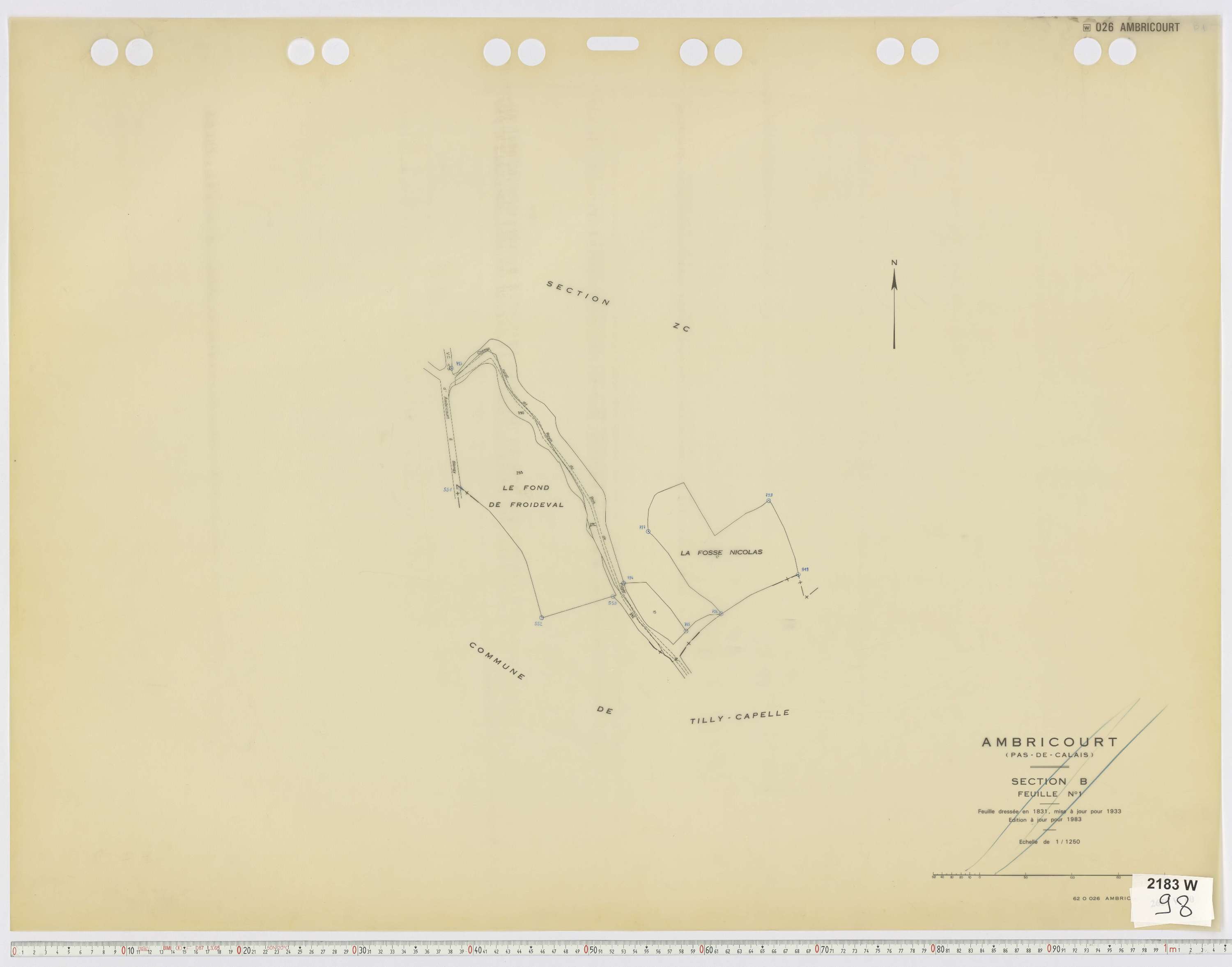 Ambricourt - Section B, feuille 1.