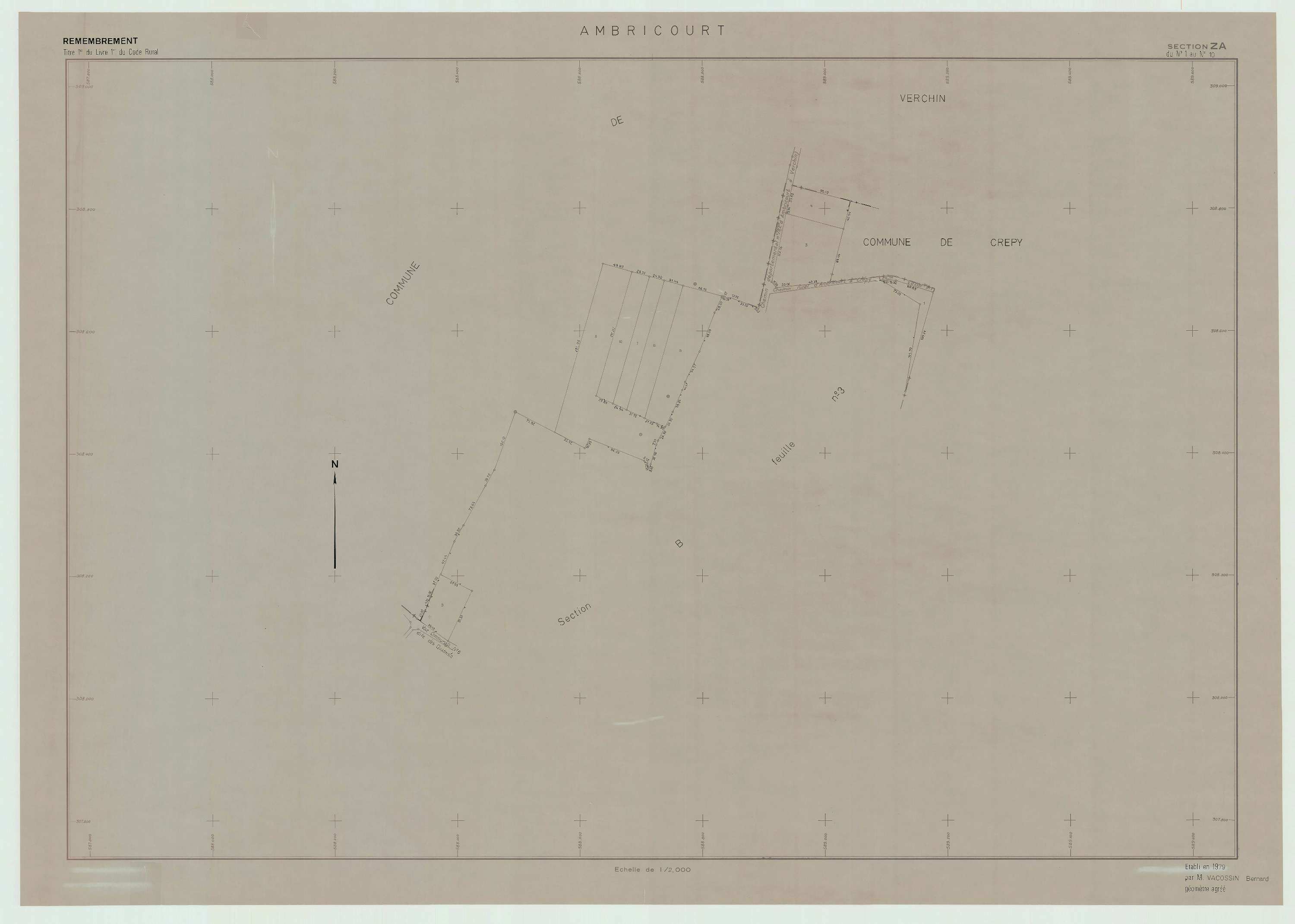 Ambricourt - Plan de remembrement : section ZA.