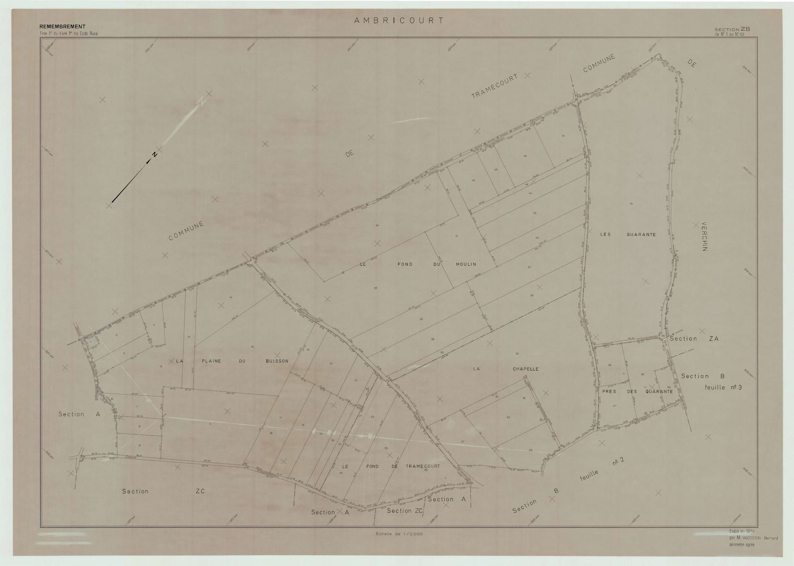 Ambricourt - Plan de remembrement : section ZB.