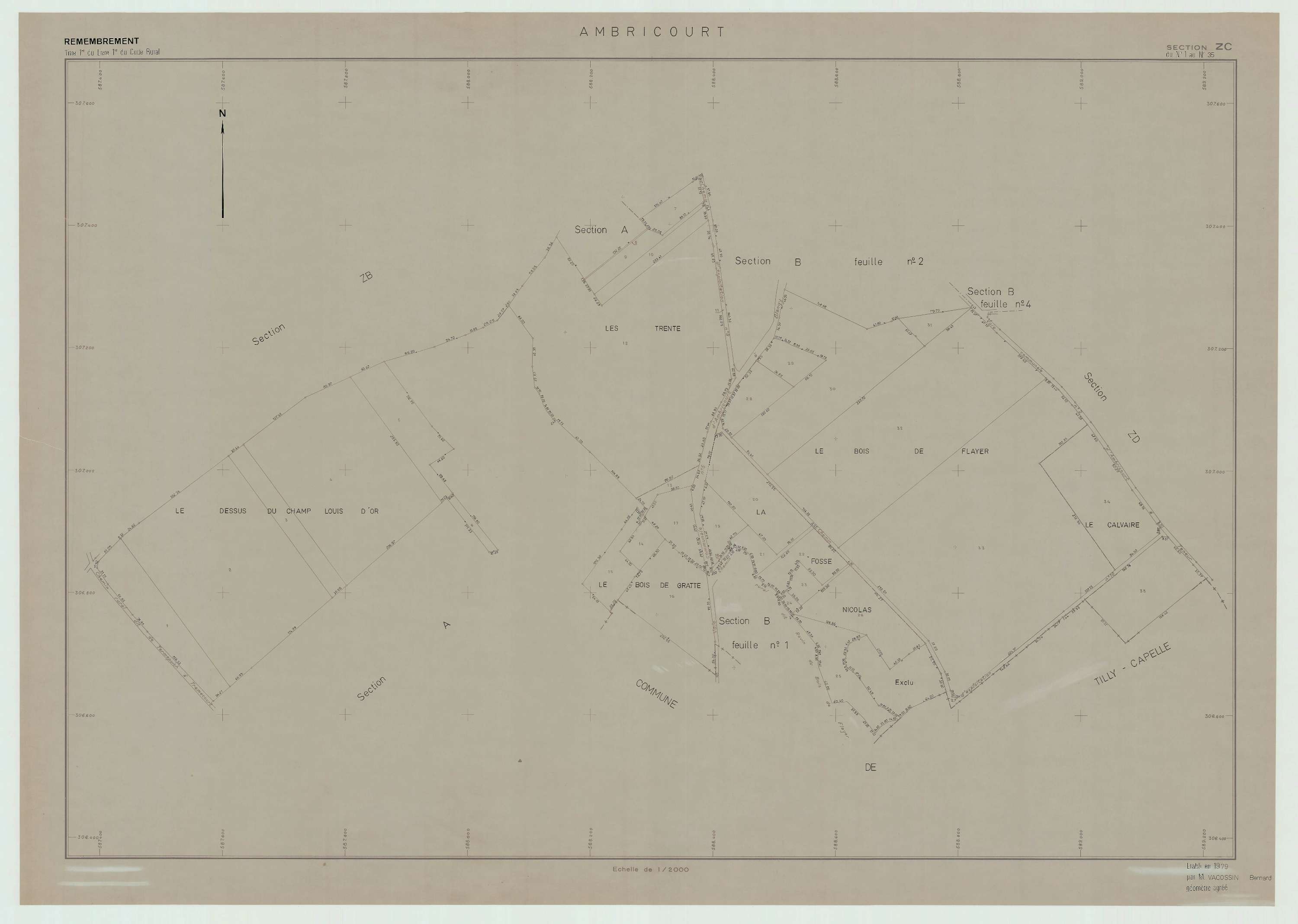 Ambricourt - Plan de remembrement : section ZC.