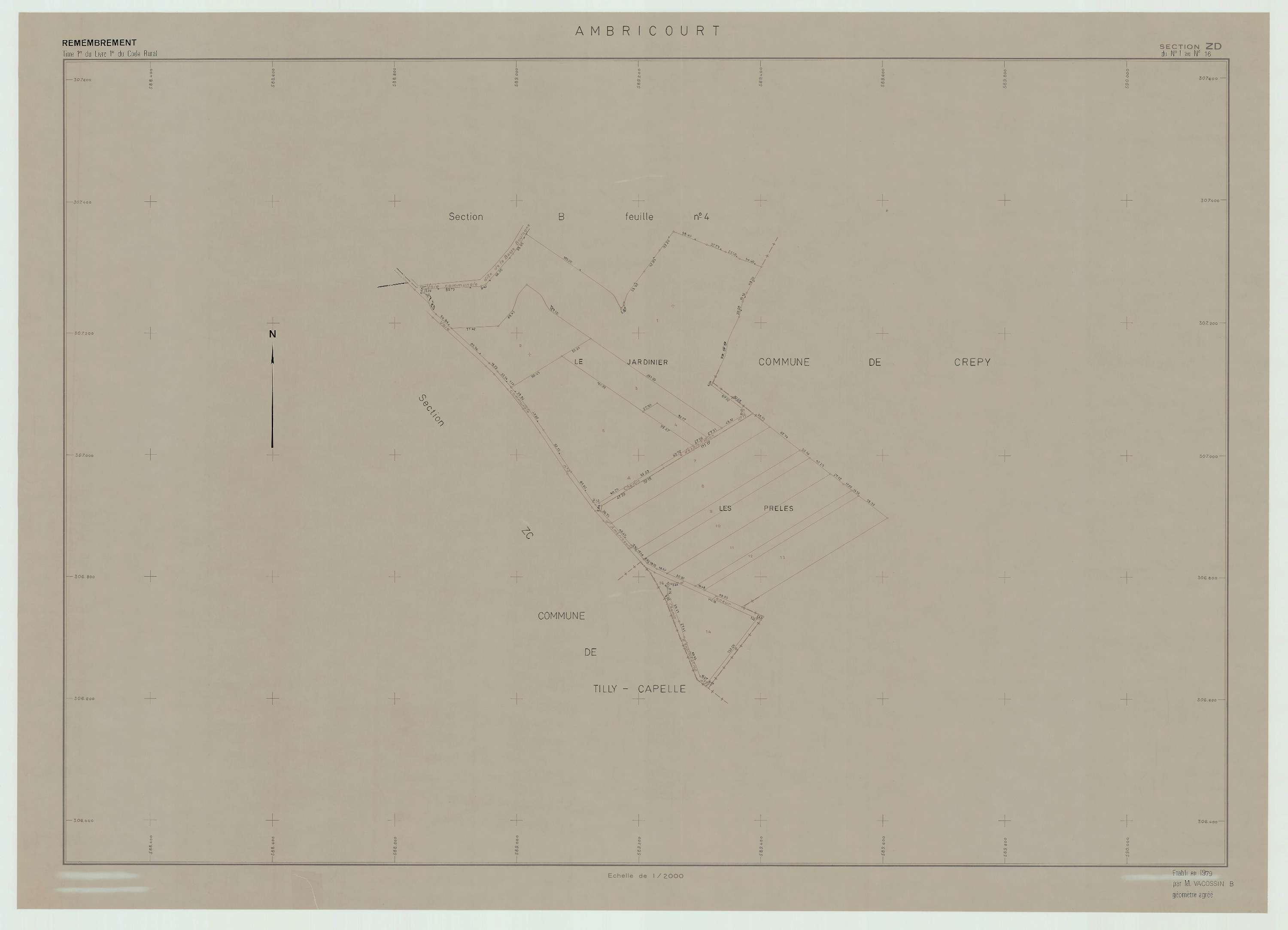 Ambricourt - Plan de remembrement : section ZD.