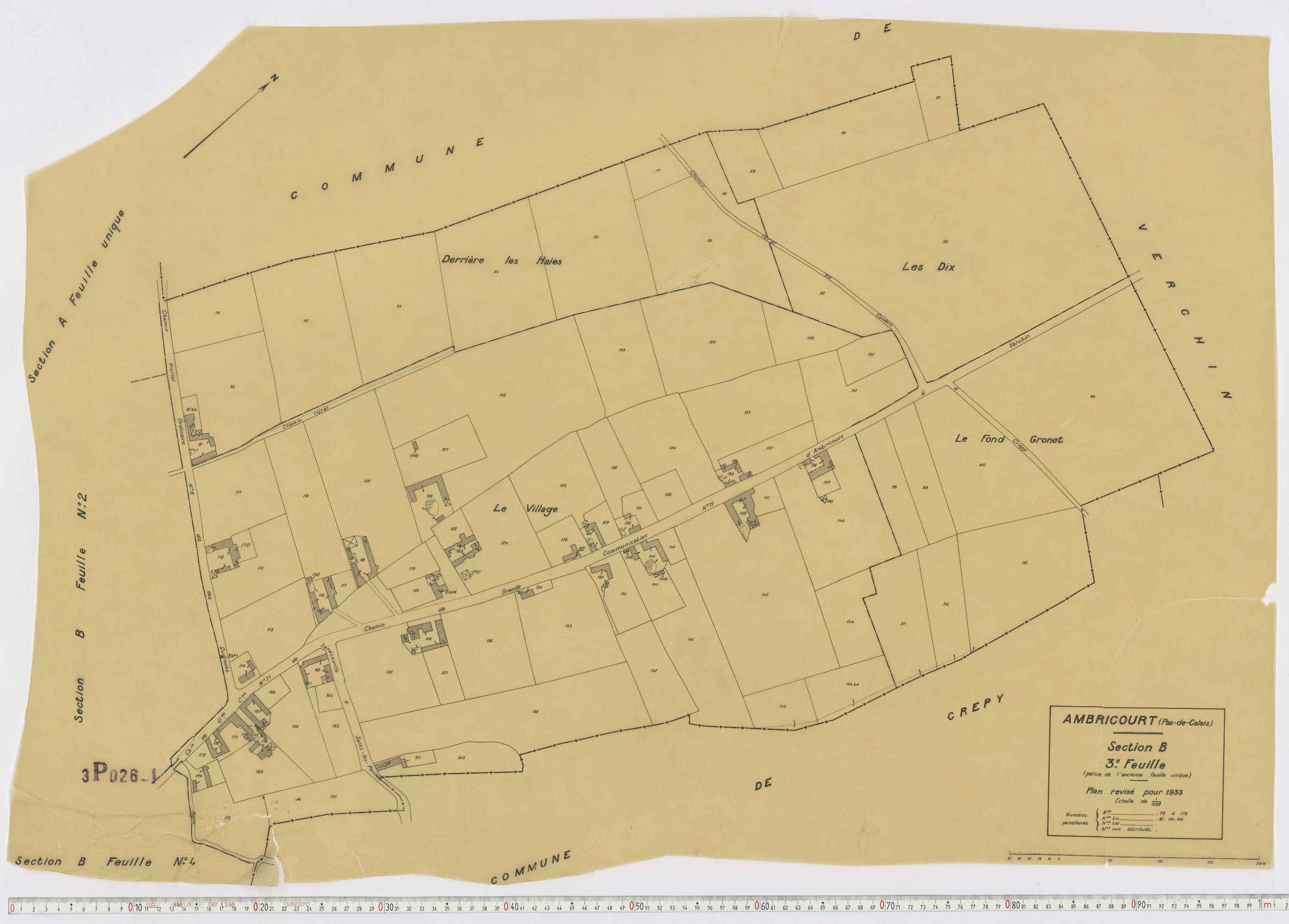 Ambricourt - Section B, feuille 3.