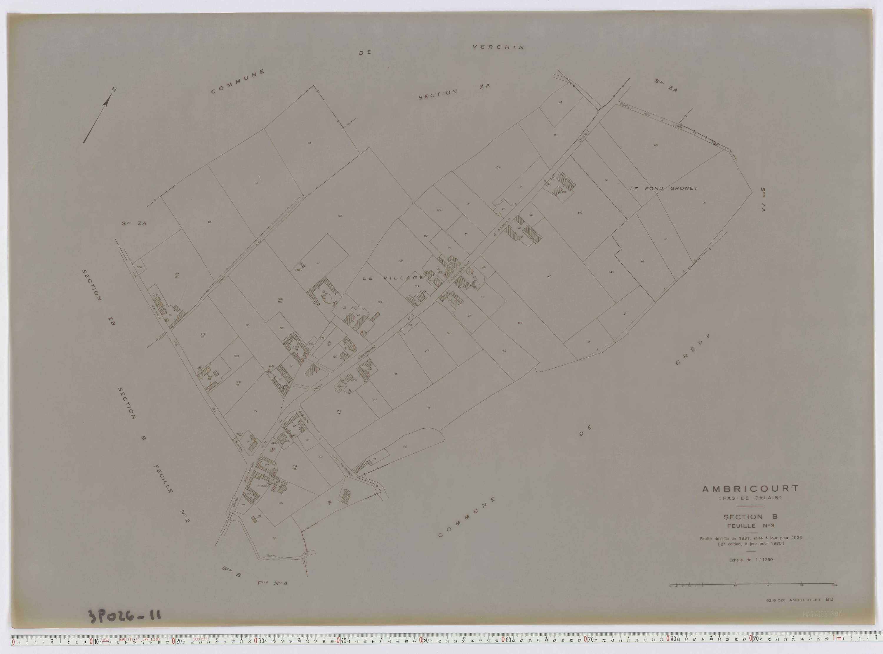 Ambricourt - Section B, feuille 3.