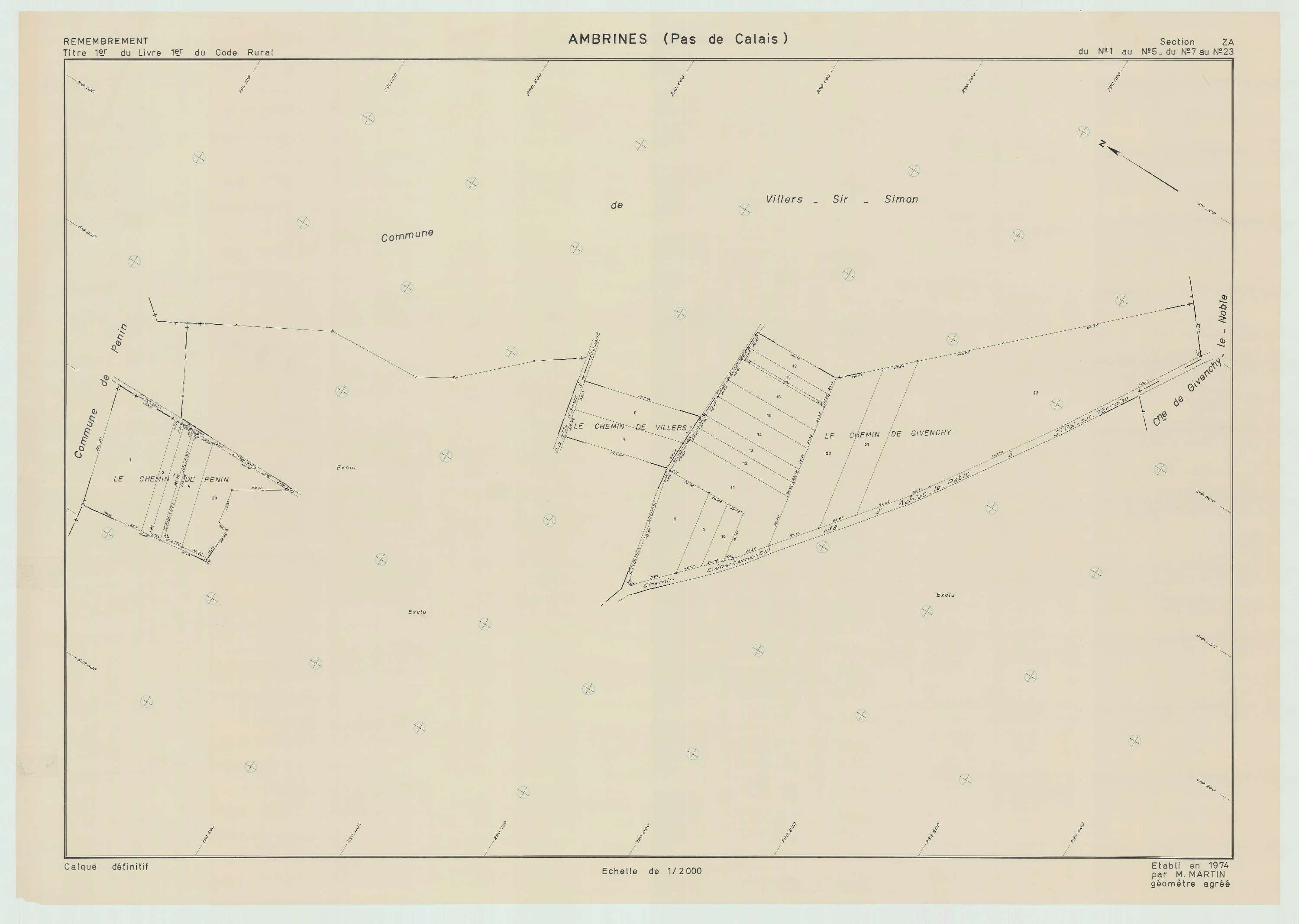 Ambrines - Plan de remembrement : section ZA.