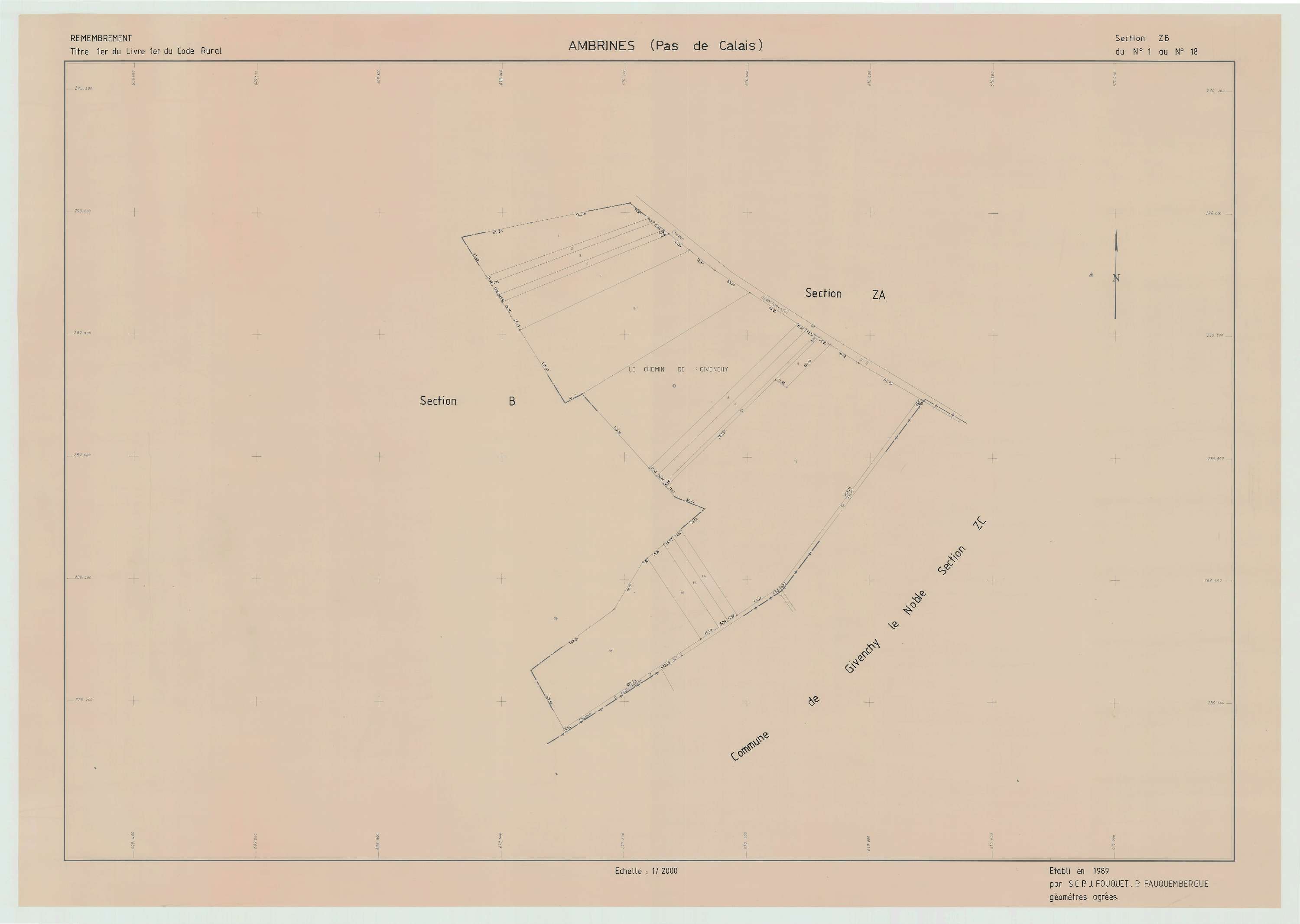 Ambrines - Plan de remembrement : section ZB.